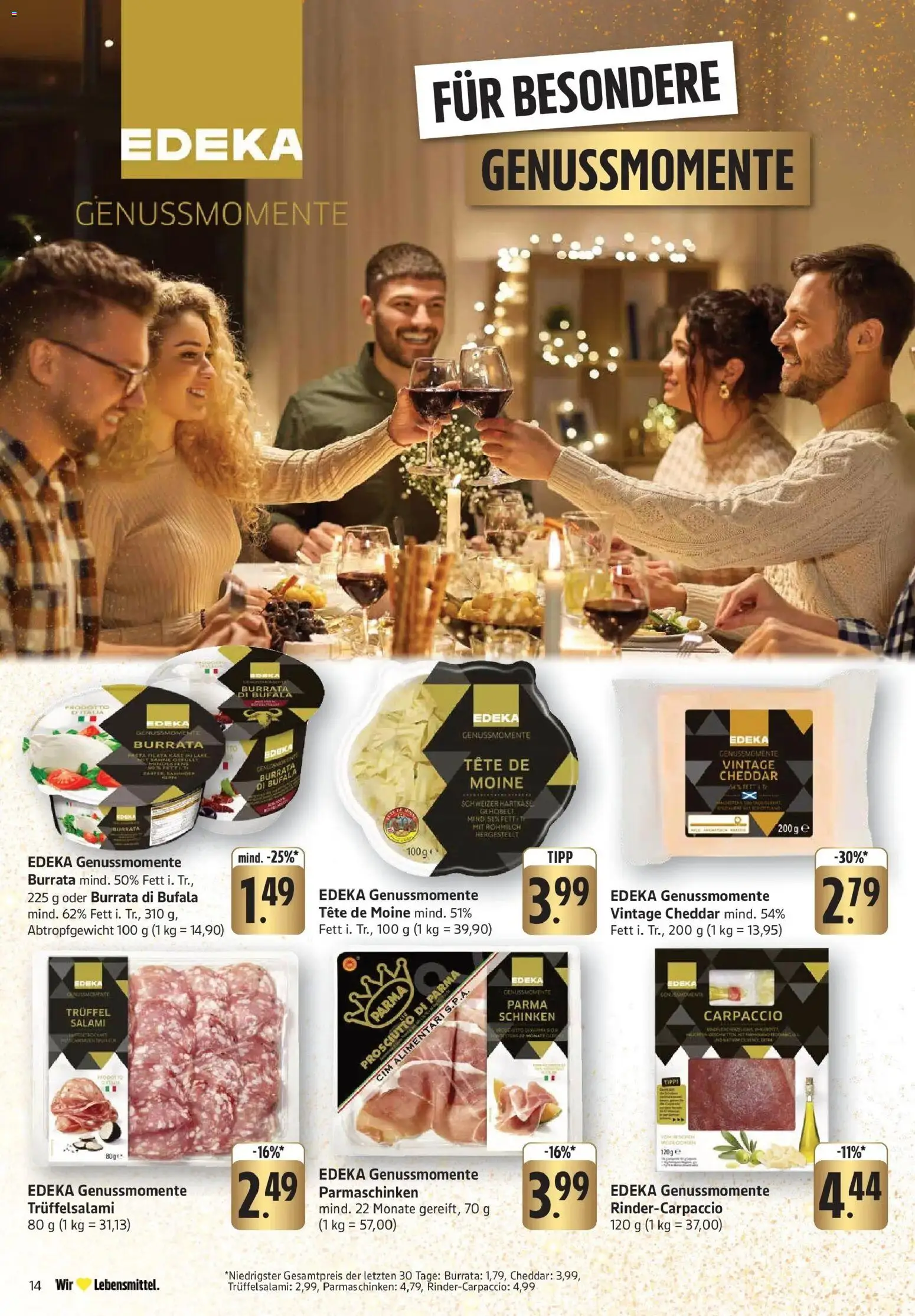 Edeka prospekt Geislingen	 – gültig ab 15.12.2025 | Seite: 14 | Produkte: Käse, Burrata, Salami, Schinken