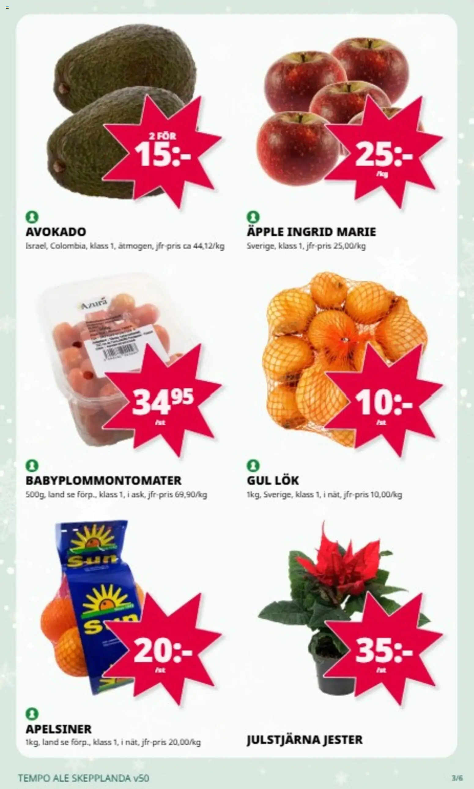 Tempo reklamblad aktuell från 08.12.2025 | Sida: 3 | Produkter: Gul lök, Apelsiner, Äpple