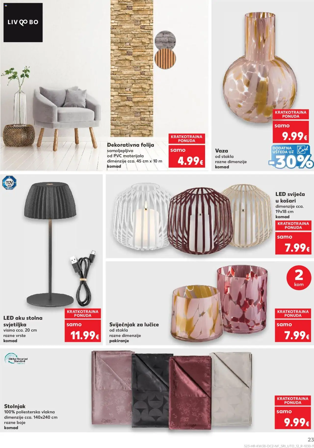 Kaufland katalog | vrijedi od 17.09.2025 | Stranica: 23 | Proizvodi: Vaza, Svjetiljka, Stolnjak