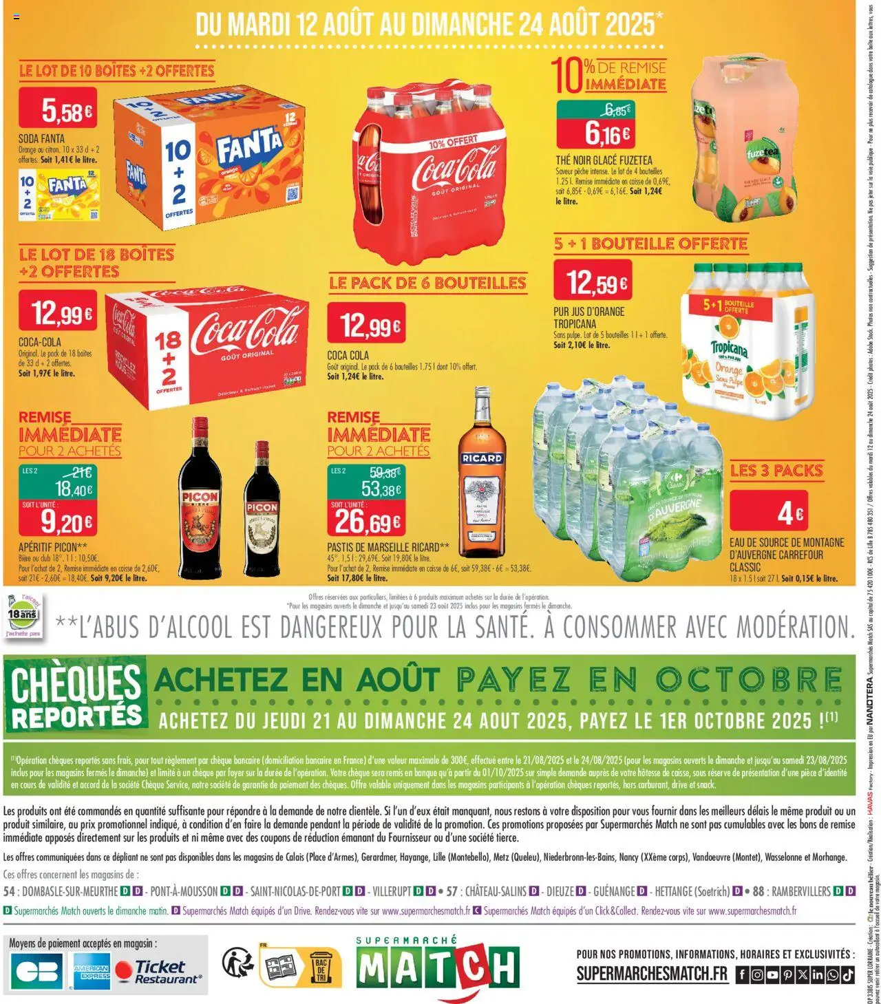  | Page: 8 | Produits: Pêche, Pastis de Marseille Ricard, Eau de source, Coca cola