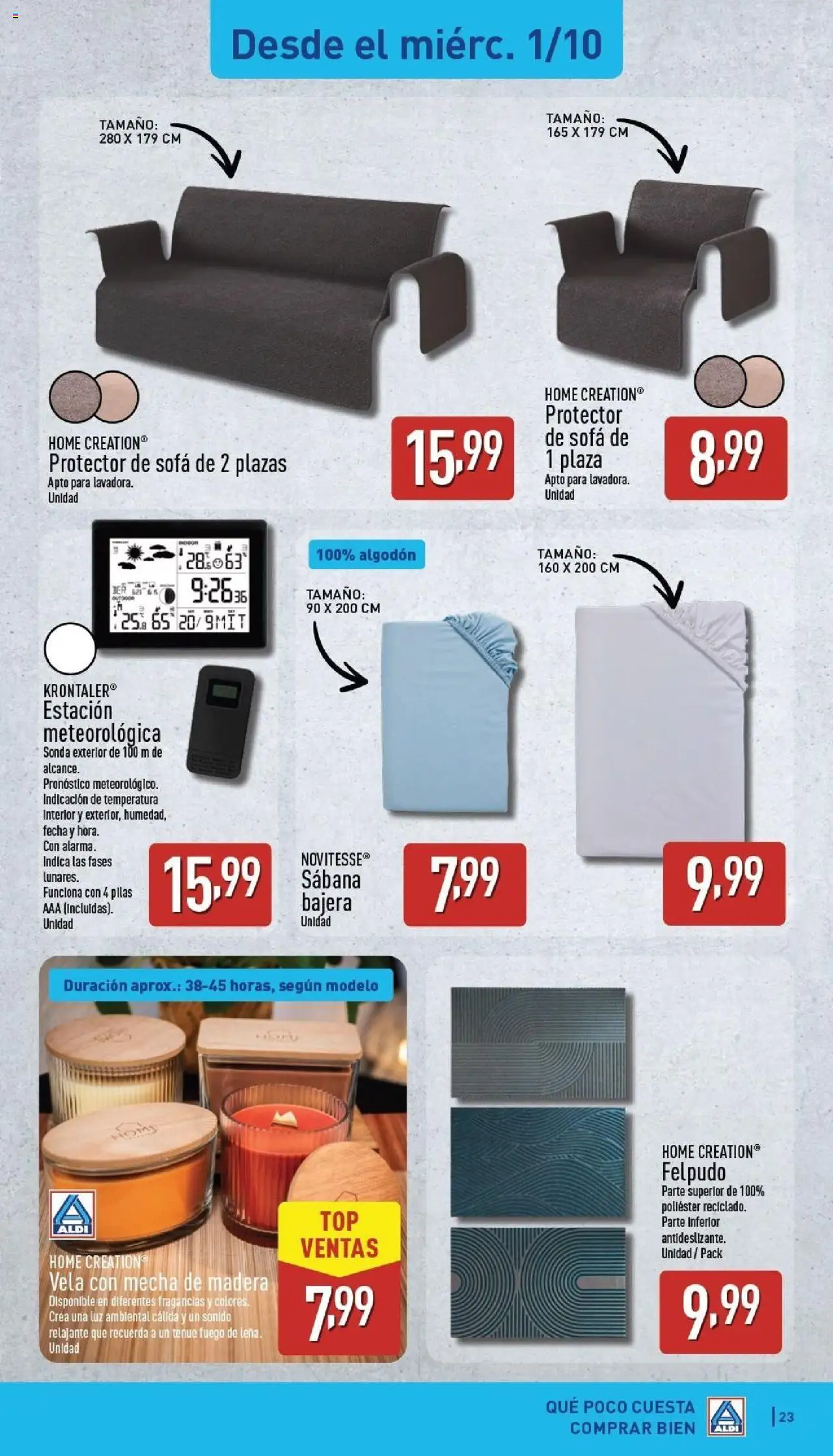 Aldi folleto Baleares │ válido desde el 29.09.2025 | Página: 23 | Productos: Vela, Estación meteorológica, Sofá, Felpudo