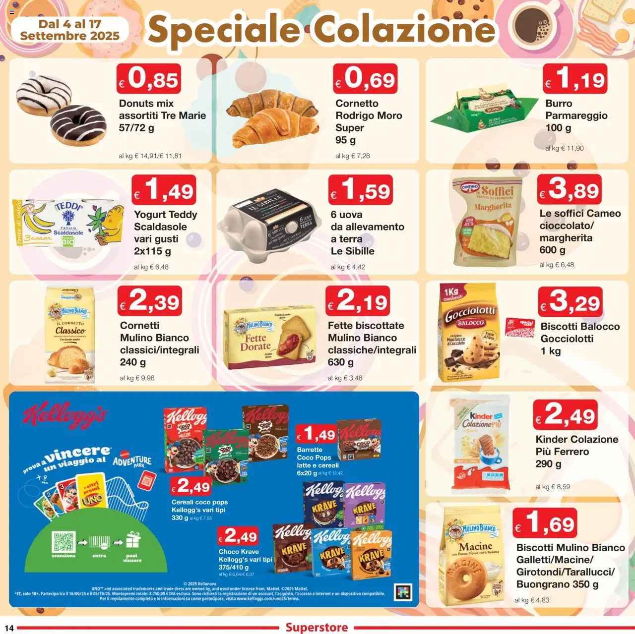 Volantino Sì con Te del 04.09.2025 | Pagina: 14 | Prodotti: Cornetto, Cereali, Latte, Fette biscottate