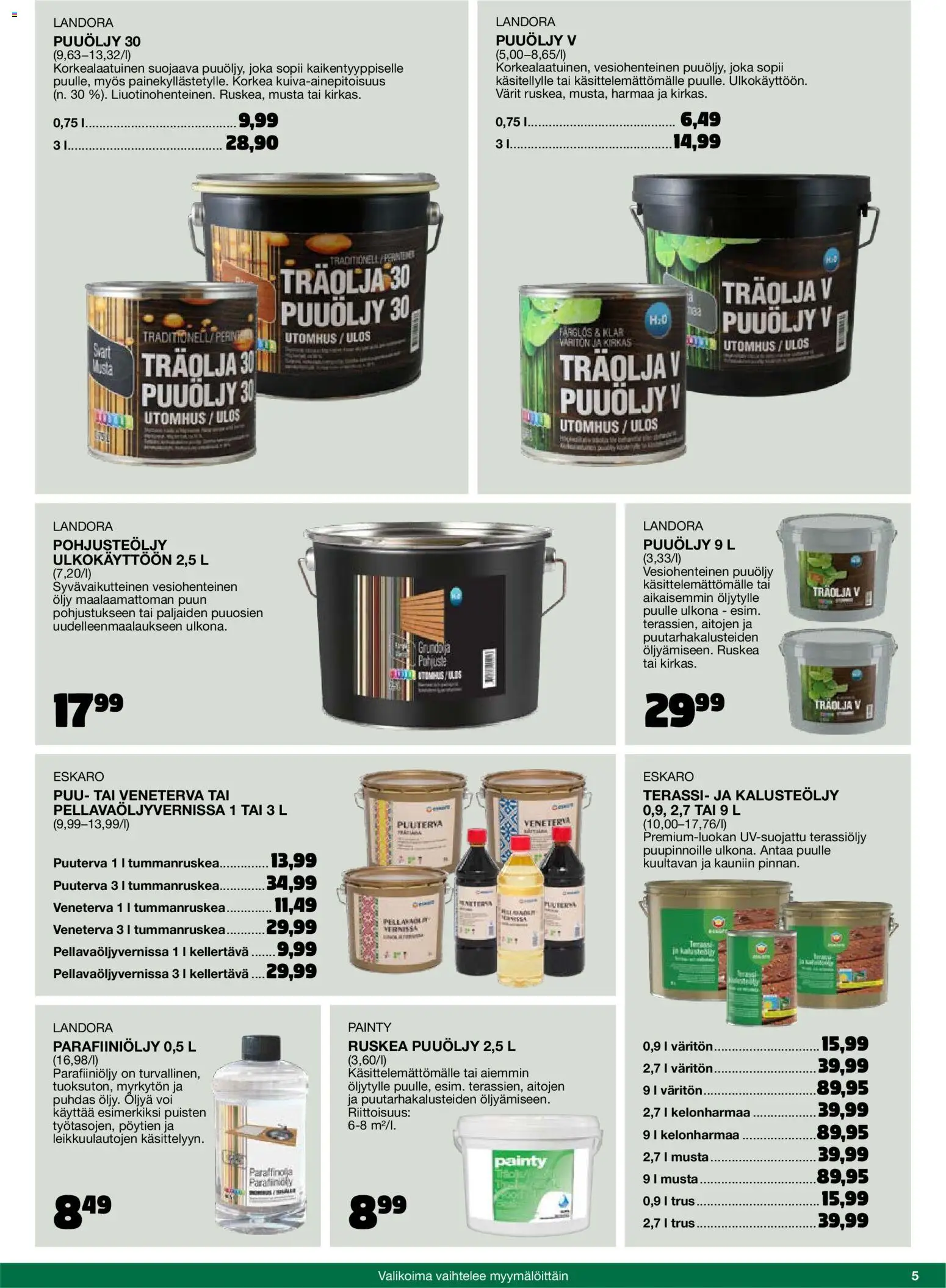 Tokmanni - 2025 Työkalukuvasto – voimassa 01.11.2025 alkaen | Sivu: 5 | Tuotteet: Voi, Öljy