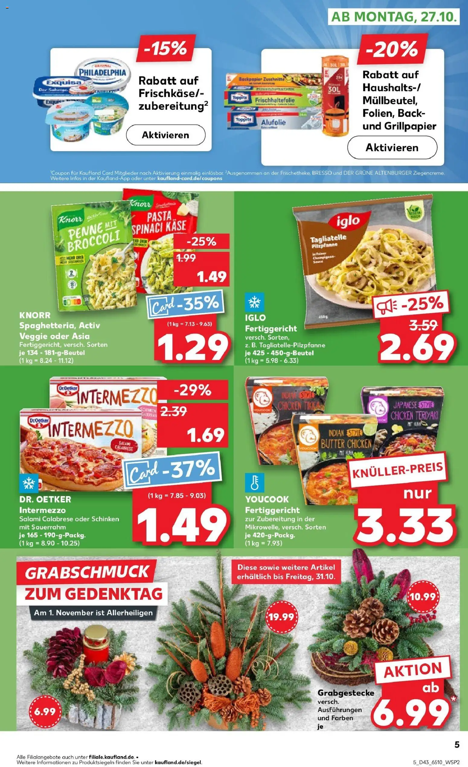 Kaufland prospekt Erftstadt	 – gültig ab 27.10.2025 | Seite: 5 | Produkte: Käse, Knorr, Salami, Pizza