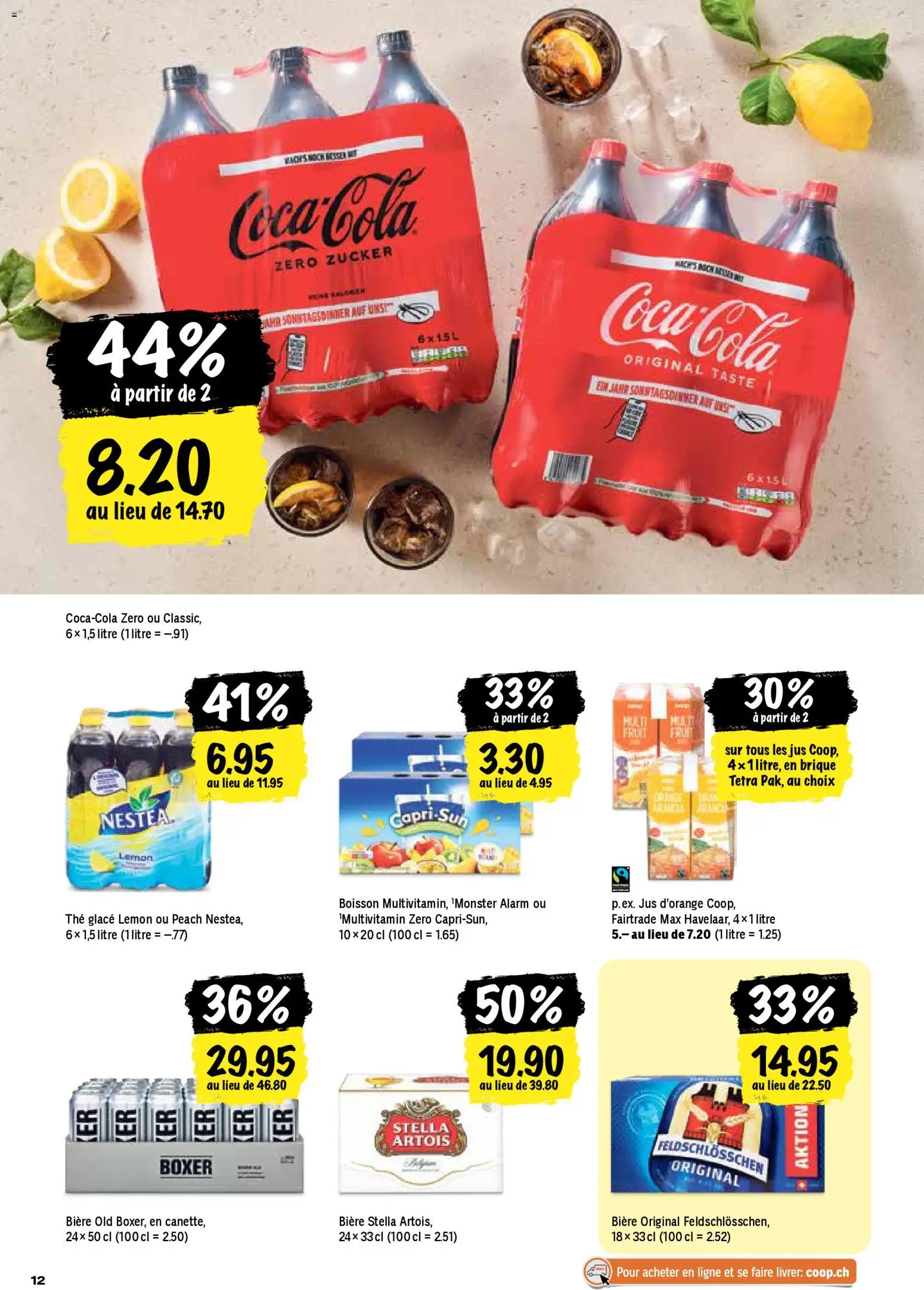 Coop aktionen FR – gültig ab 09.04.2026 | Seite: 12 | Produkte: Coca Cola, Glace, Boxer, Zucker