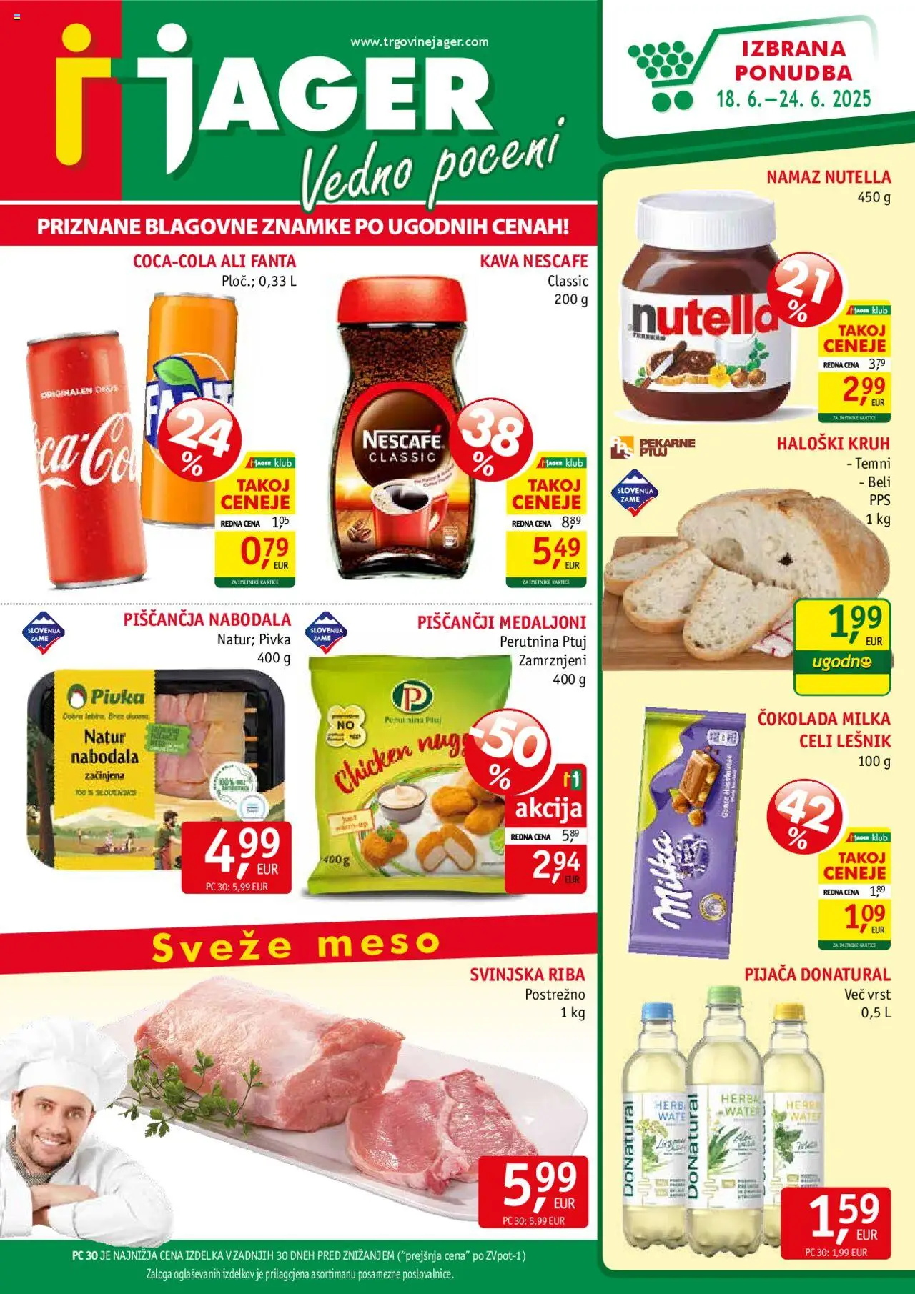 Jager katalog │ velja od 18.06.2025 | Stran: 1 | Izdelki: Namaz, Nabodala, Cokolada, Riba