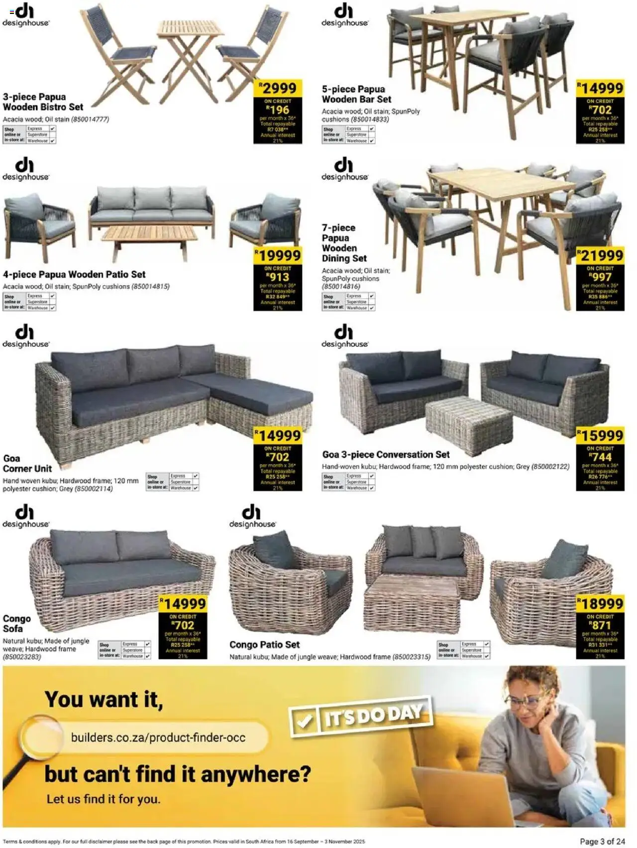 New Builders catalogue – valid from 16.09.2025 | Page: 3 | Products: Frame, Sofa, Oil, Bar set