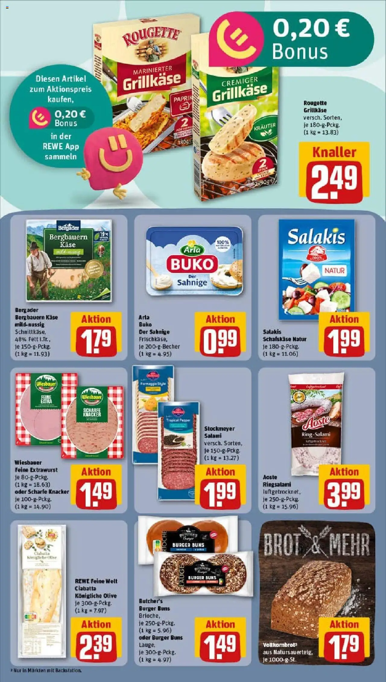 Rewe prospekt Dahlen	 - gültig ab dem 24.08.2025 | Seite: 10 | Produkte: Feta, Vollkornbrot, Brot, Salami
