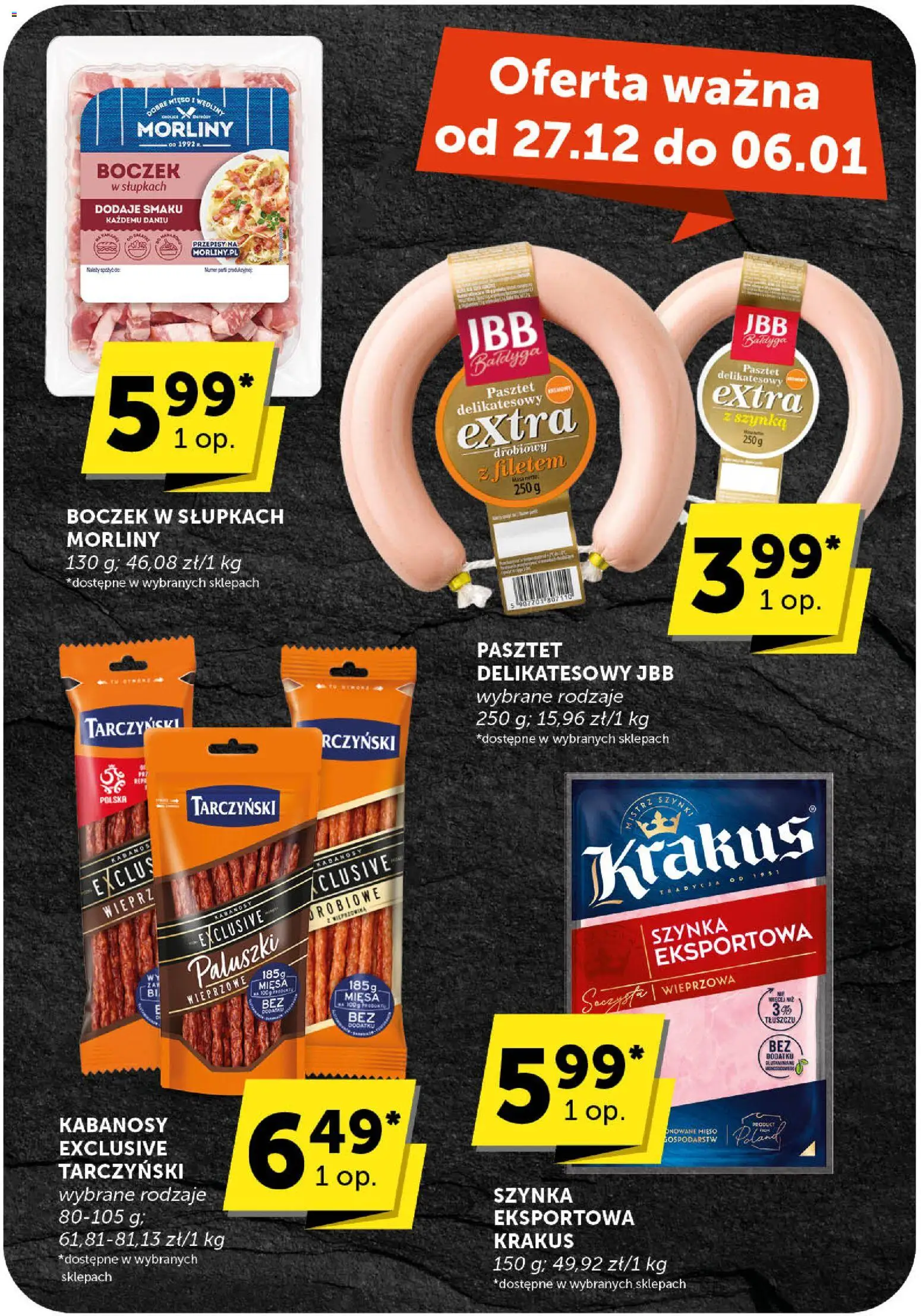 Euro Sklep Gazetka od 27.12.2025 | Strona: 29 | Produkty: Kabanosy, Szynka, Boczek, Paluszki