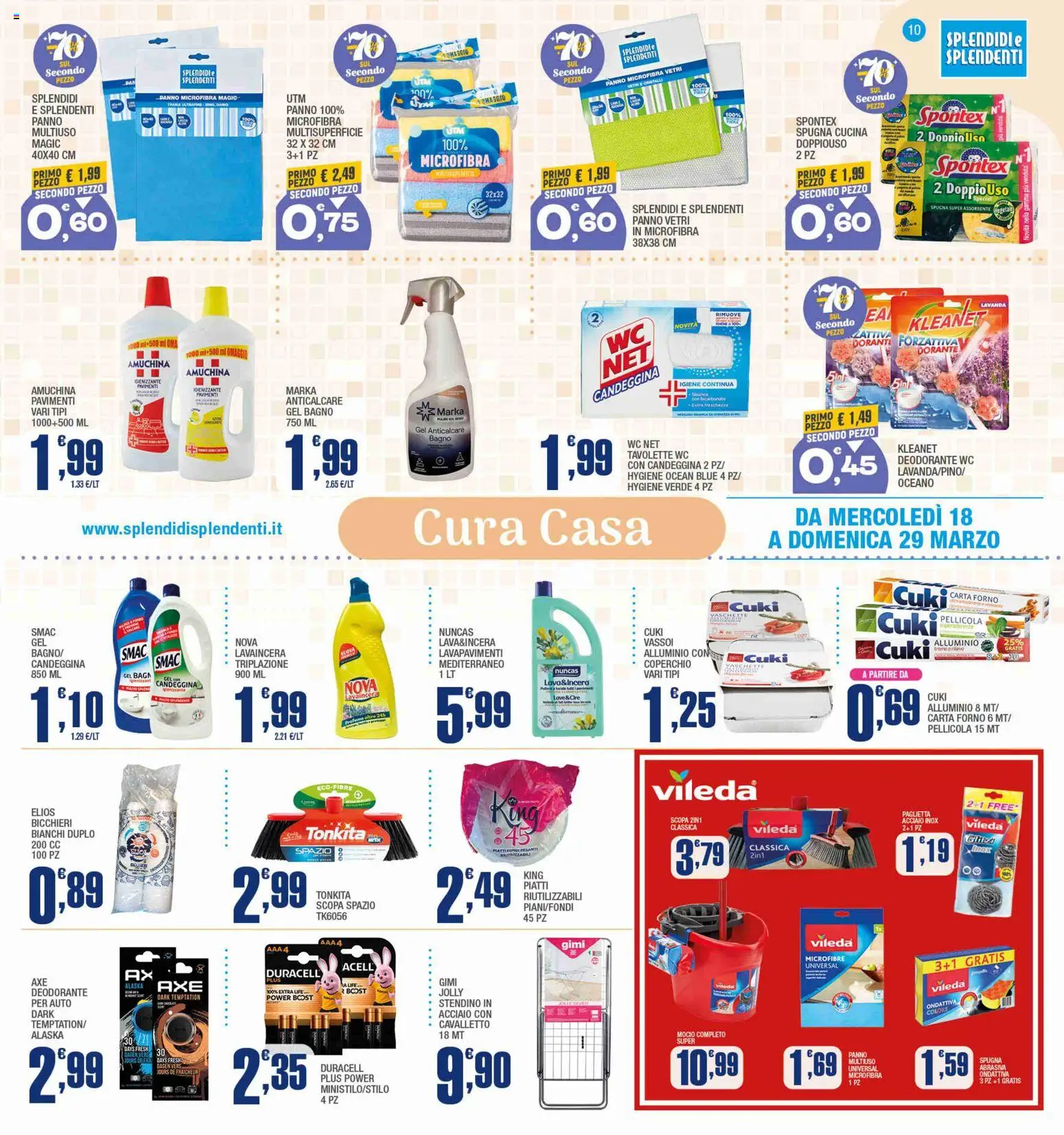 Volantino Splendidi e Splendenti del 18.03.2026 | Pagina: 10 | Prodotti: Deodorante, Scopa, Stendino, Pellicola