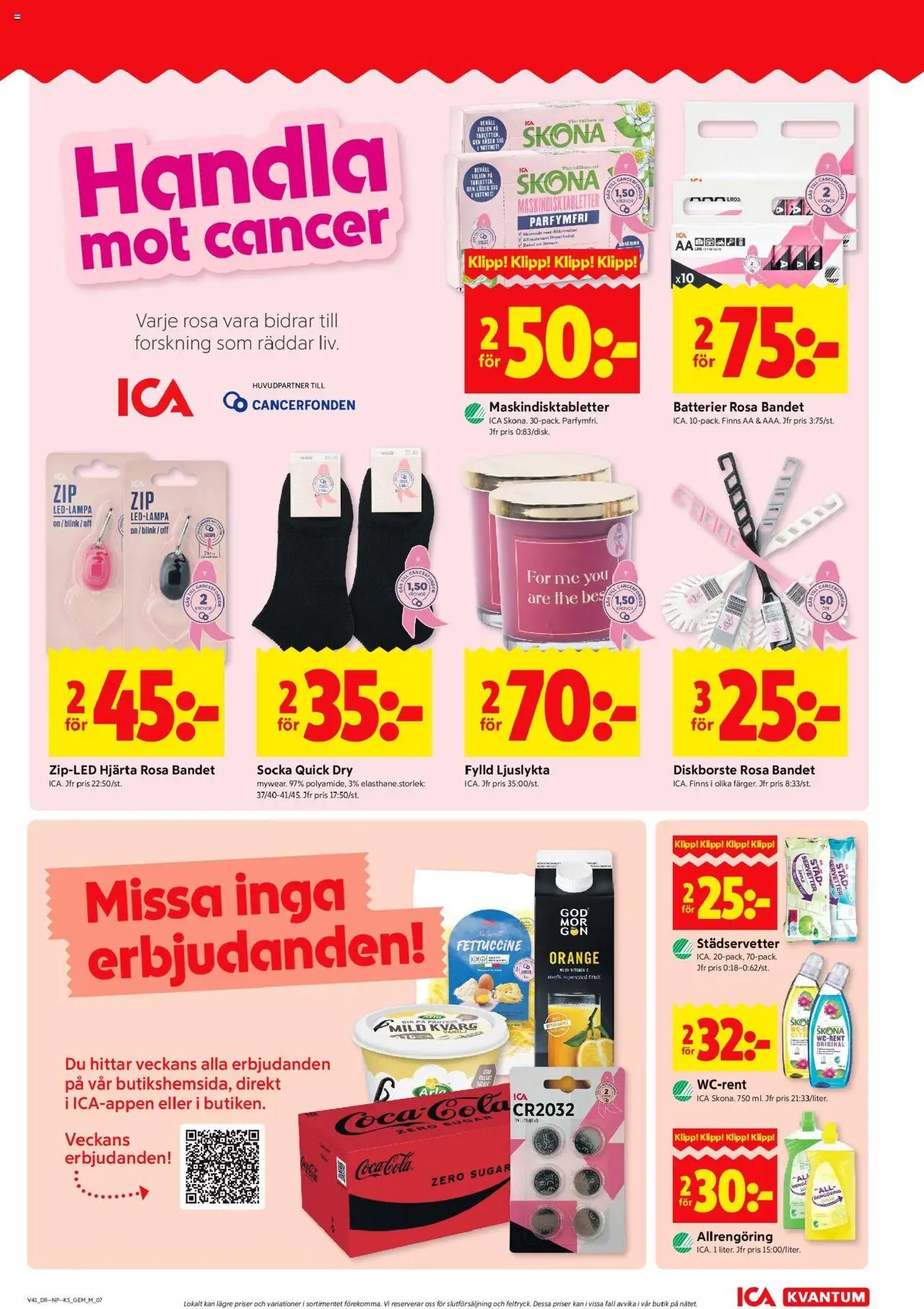 ICA Kvantum reklamblad aktuell från 06.10.2025 | Sida: 9 | Produkter: Batterier, Coca cola, Allrengöring, Servetter