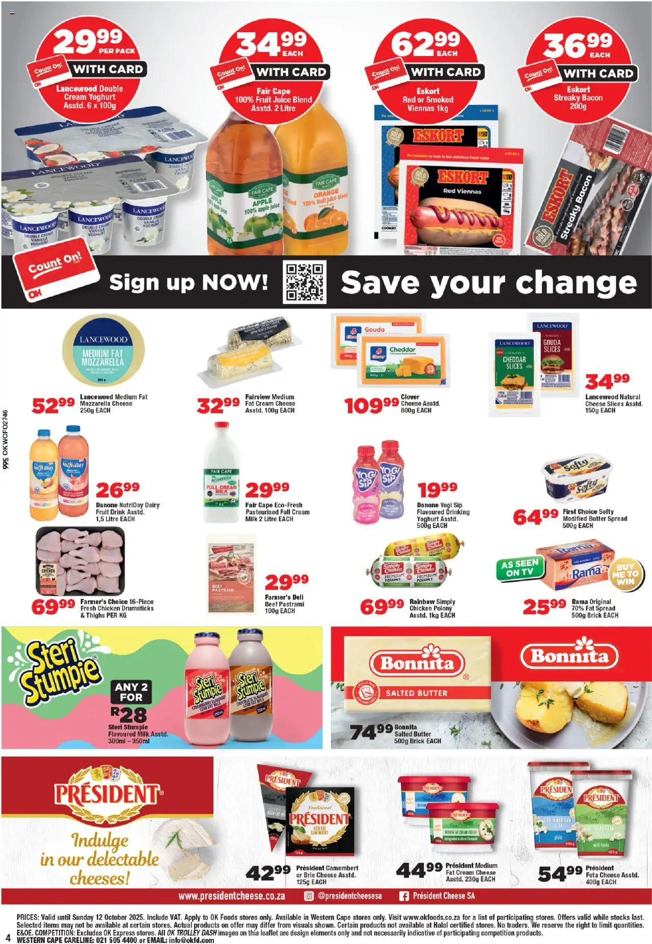 New OK Foods catalogue – valid from 24.09.2025 | Page: 4 | Products: Lock, Milk, Chocolate, Bacon