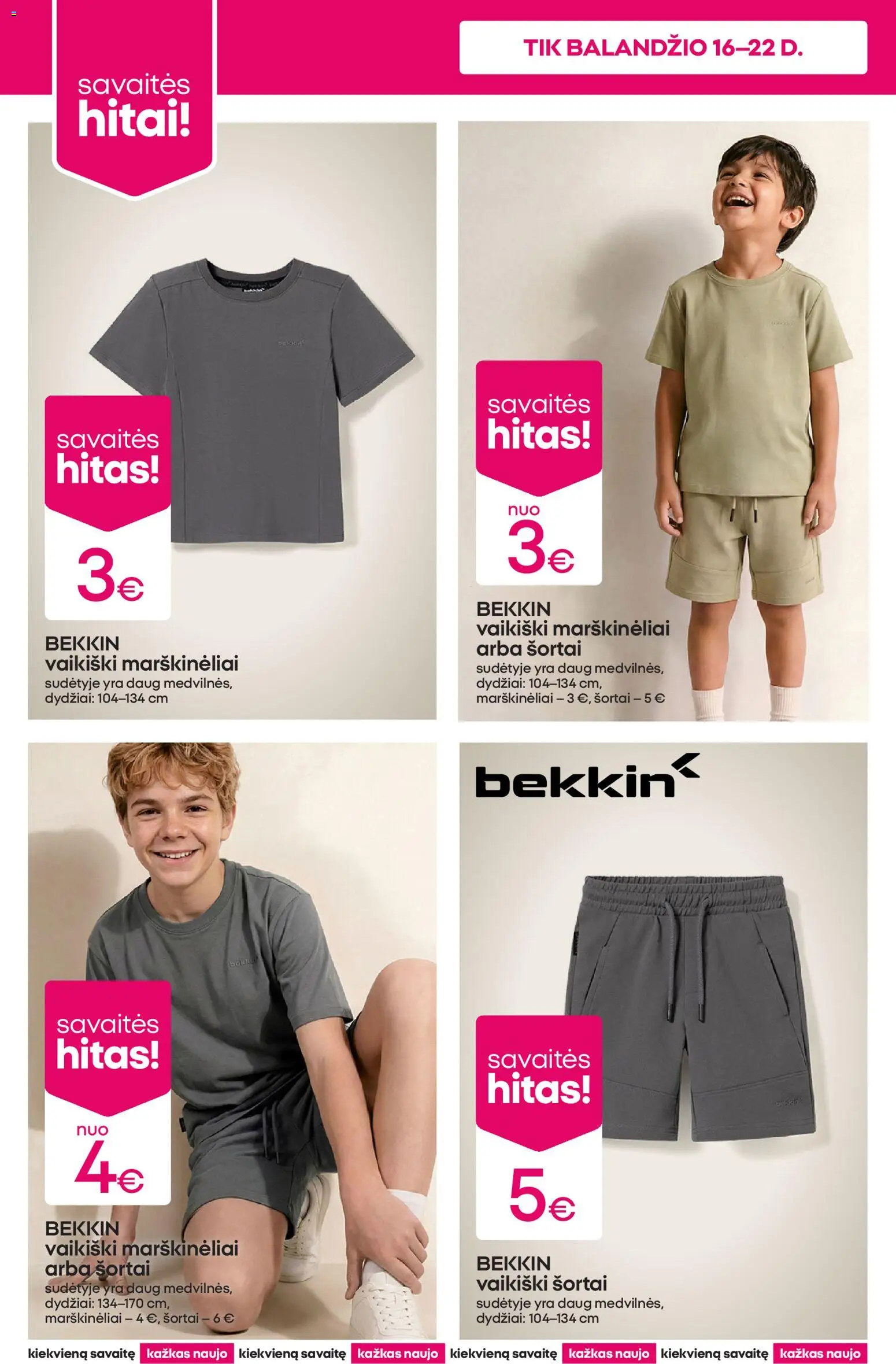 Pepco akcijos nuo 16.04.2026 | Puslapis: 2 | Prekių: Marškinėliai, Šortai