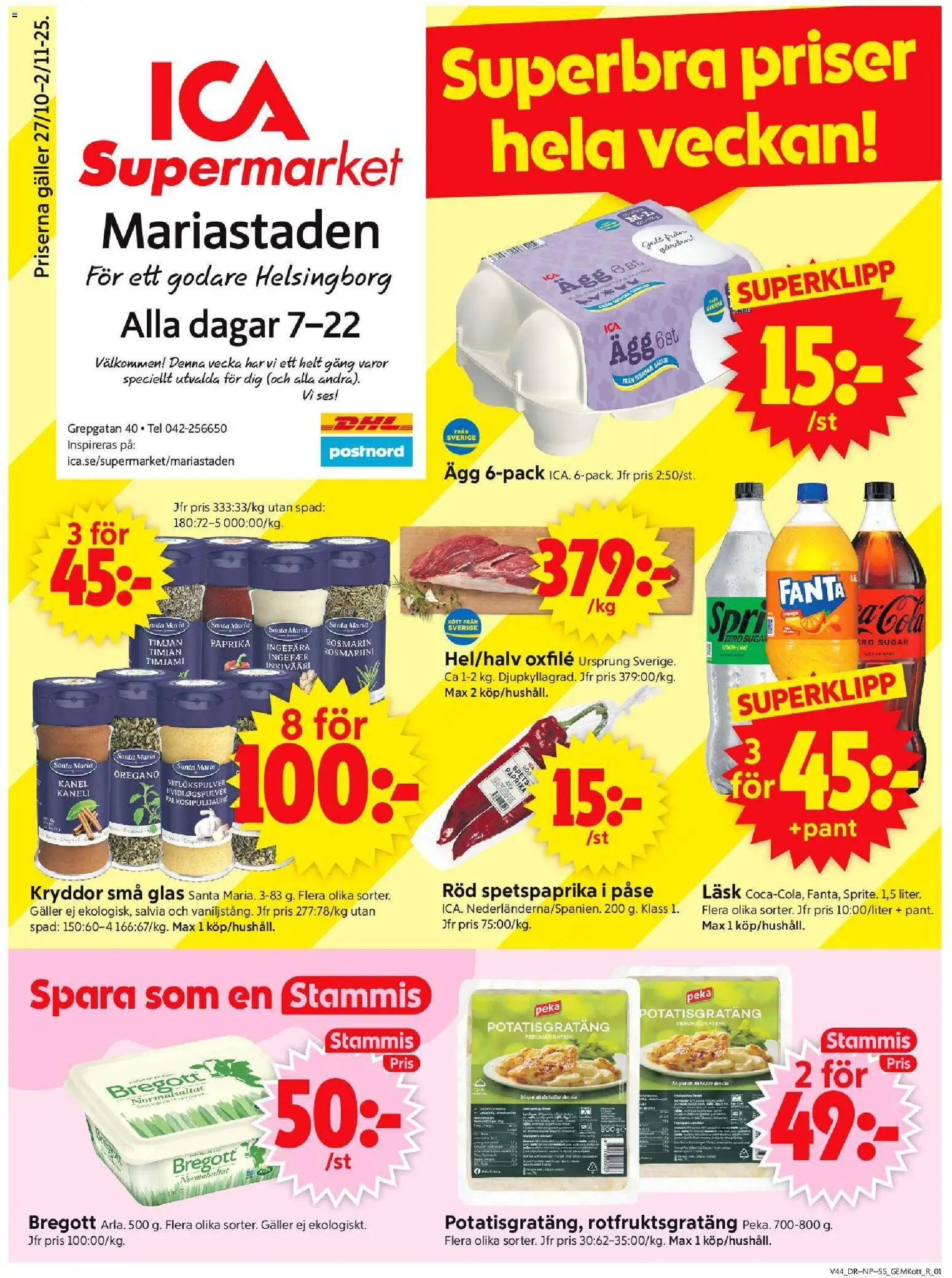 ICA Supermarket reklamblad aktuell från 27.10.2025 | Sida: 1