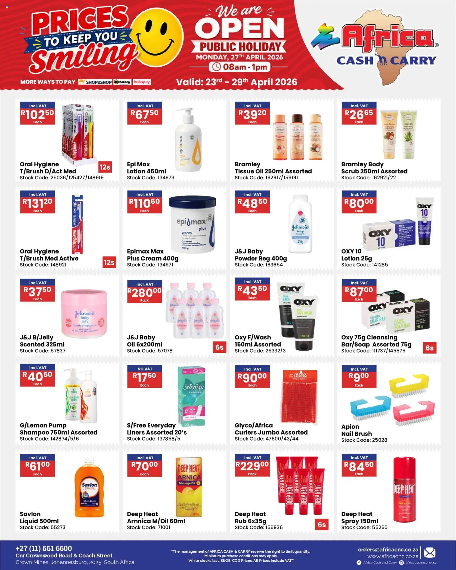 New Africa Cash & Carry catalogue – valid from 23.04.2026 | Page: 41 | Products: Oil, Brush, Cream, Soap