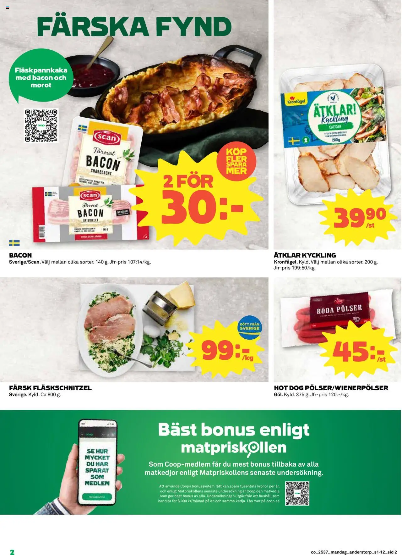Coop reklamblad aktuell från 08.09.2025 | Sida: 2 | Produkter: Bacon, Morot