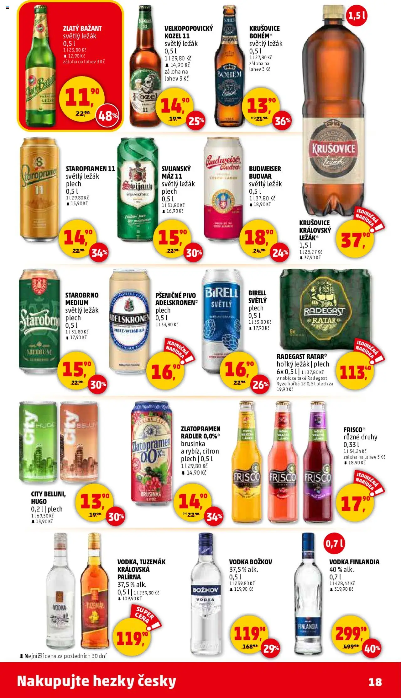 Penny Market leták - Čtvrtečník od 11.09.2025 | Strana: 18 | Produkty: Zlatý Bažant, Kozel, Kozel 11, Radegast