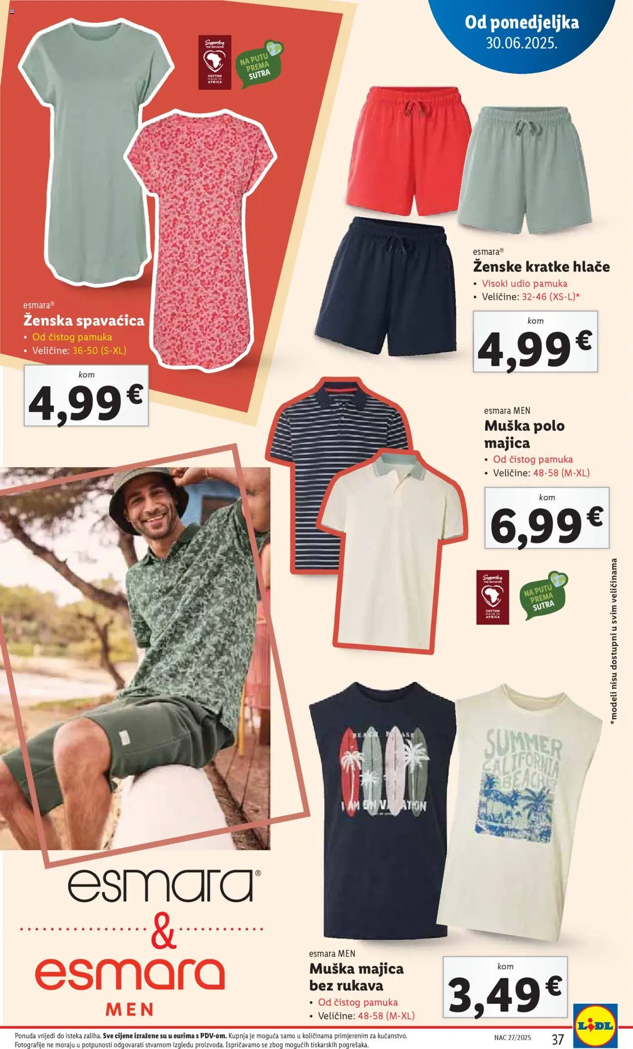 Lidl katalog | vrijedi od 30.06.2025 | Stranica: 37 | Proizvodi: Majica bez rukava, Majica, Hlače, Kratke hlače