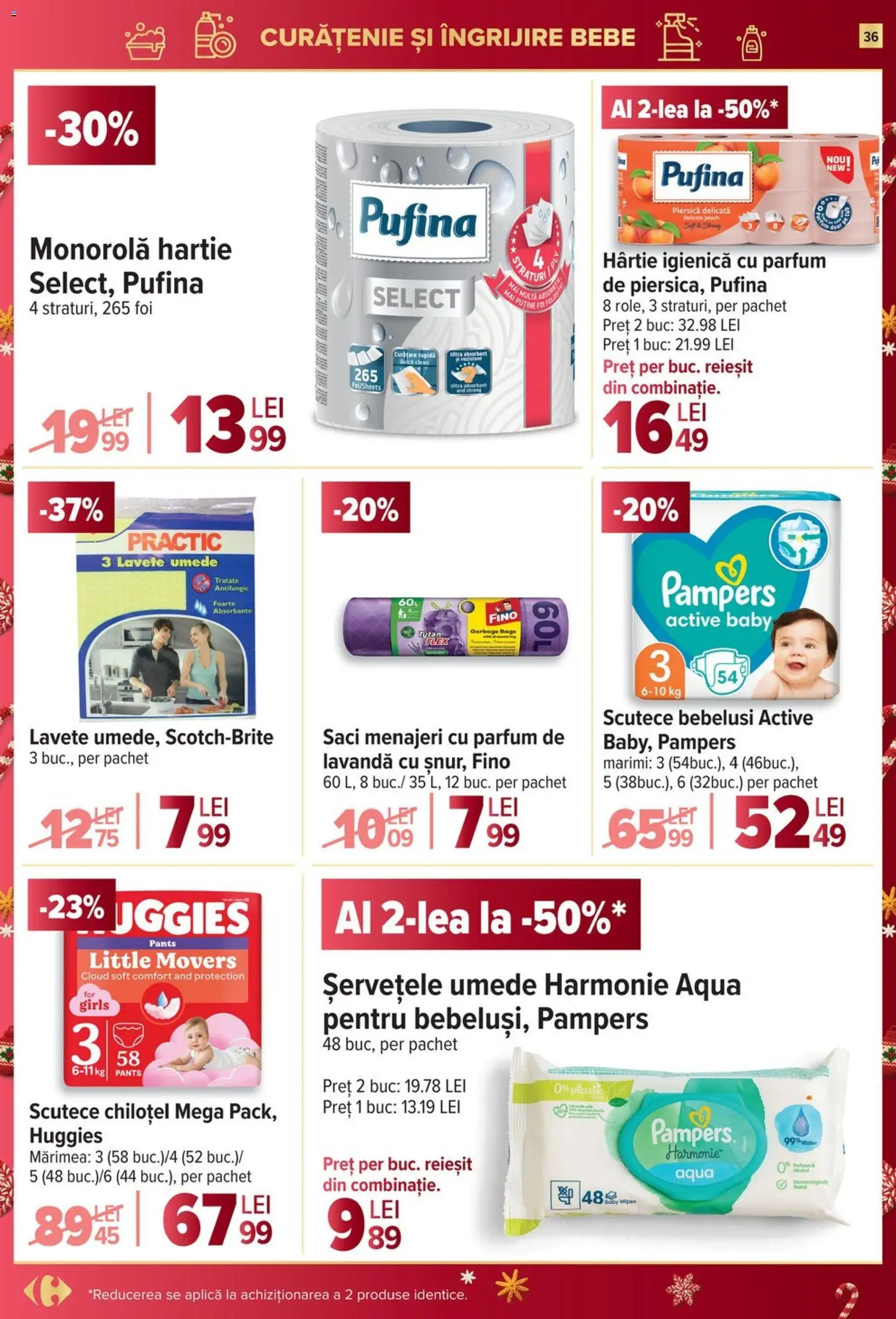 Noul catalog Carrefour – valabil de la 17.12.2025 | Pagină: 36 | Produse: Piersică, Șervețele umede, Absorbante, Scutece
