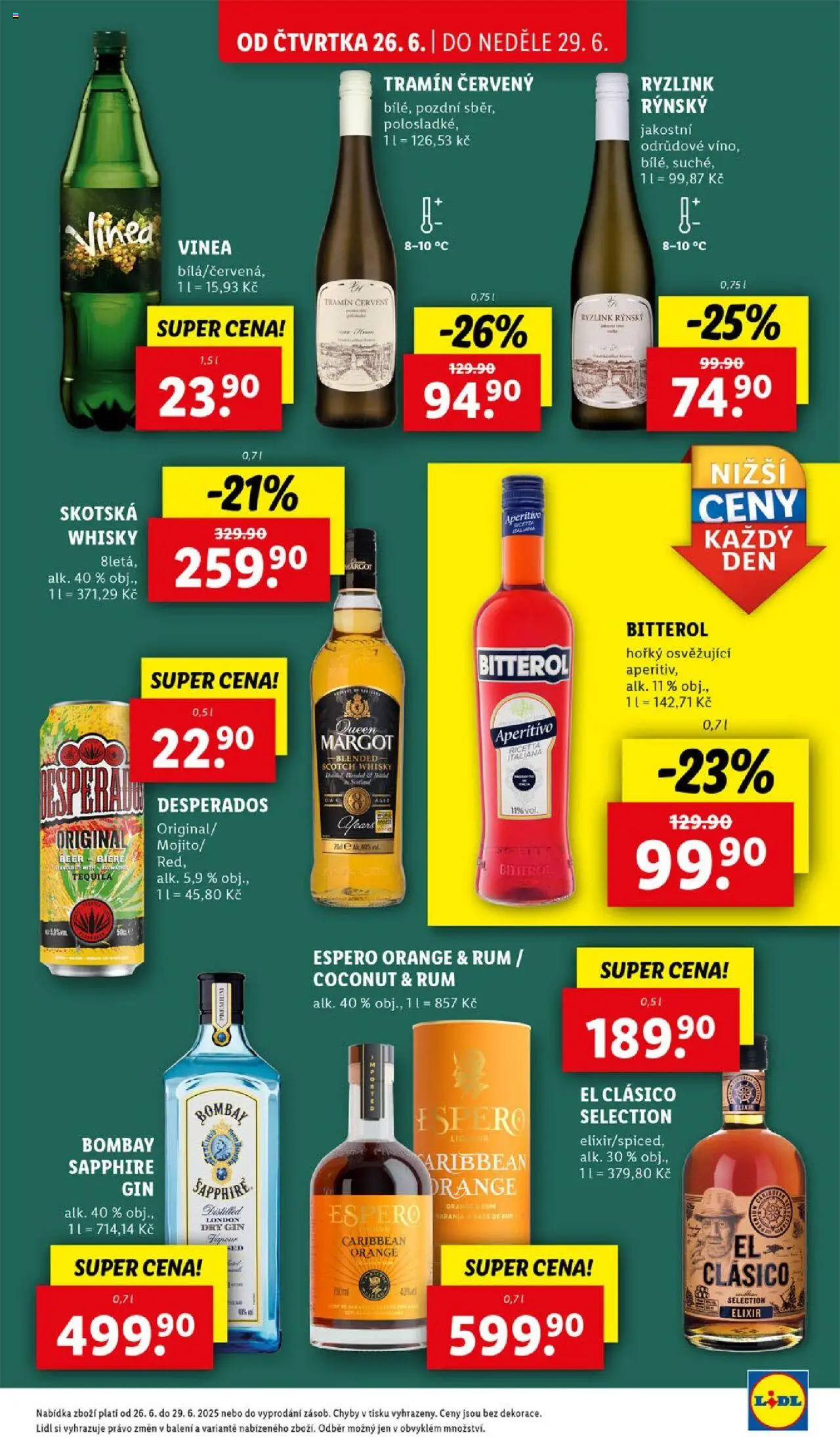 Lidl leták od 26.06.2025 | Strana: 25 | Produkty: Rum, Bitterol, Aperitivo, Tramín červený