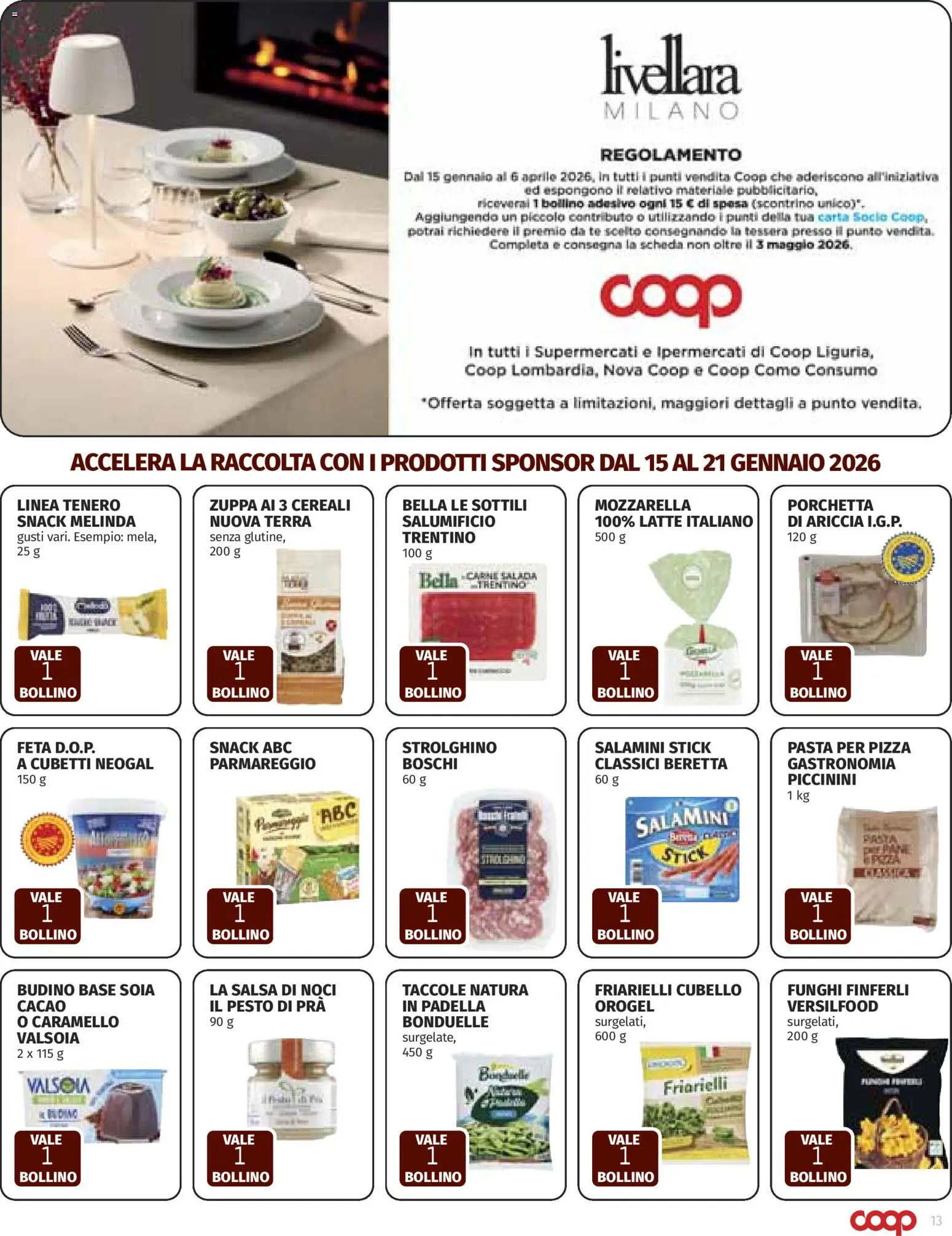 Volantino COOP del 08.01.2026 | Pagina: 13 | Prodotti: Pizza, Tè, Mozzarella, Noci