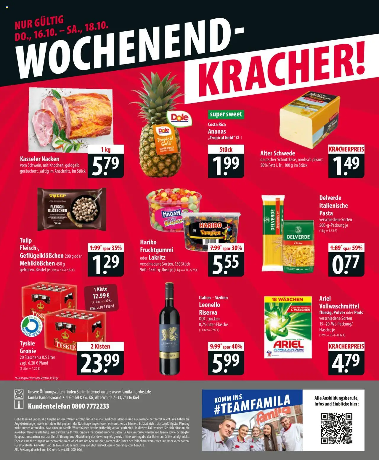 Famila Prospekt 	 – gültig ab 13.10.2025 | Seite: 24 | Produkte: Haribo, Ananas, Bilder, Fleisch