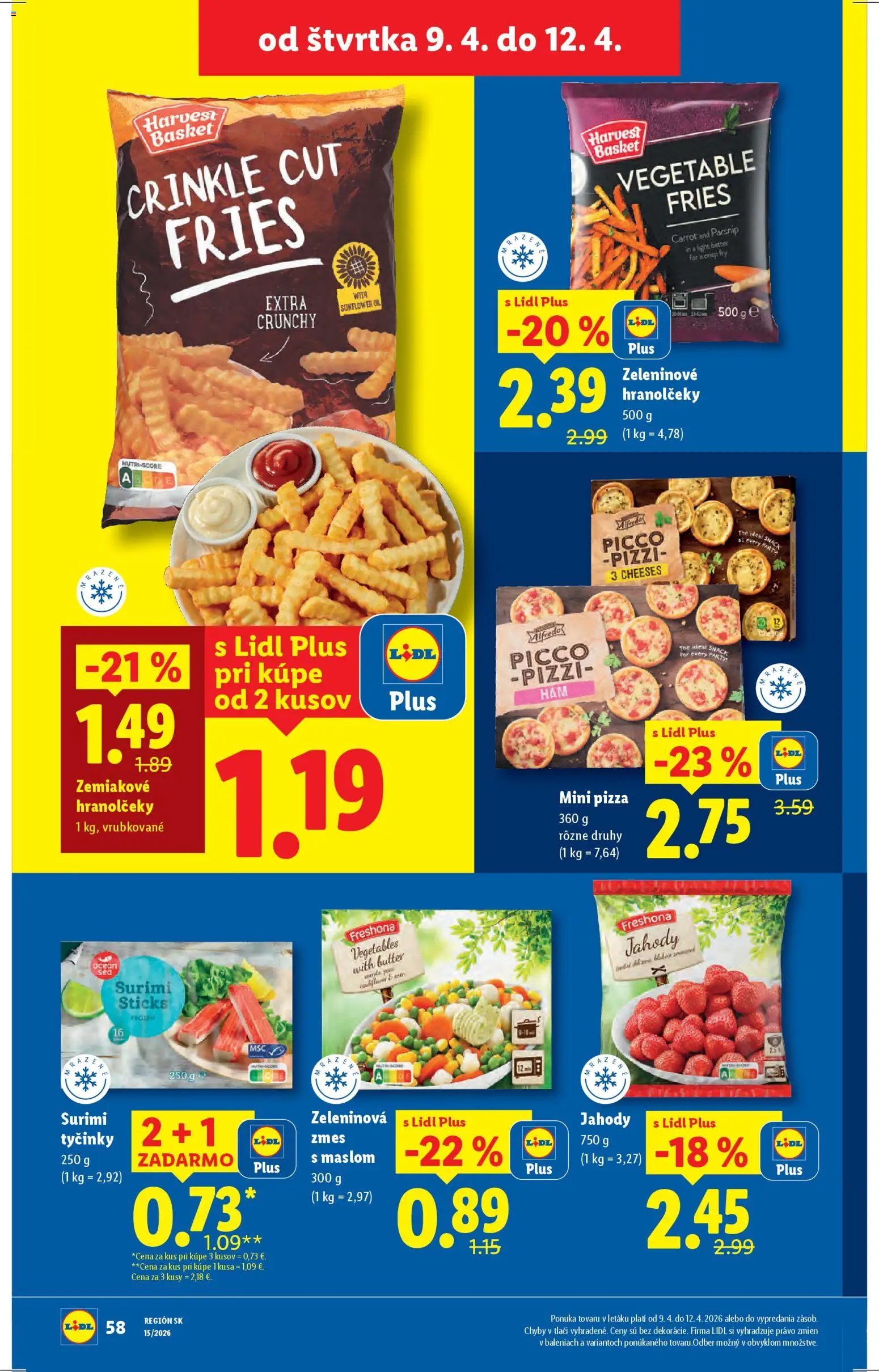 Nové Lidl akcie – leták je platný od 06.04.2026 | Strana: 58 | Produkty: Pizza, Jahody