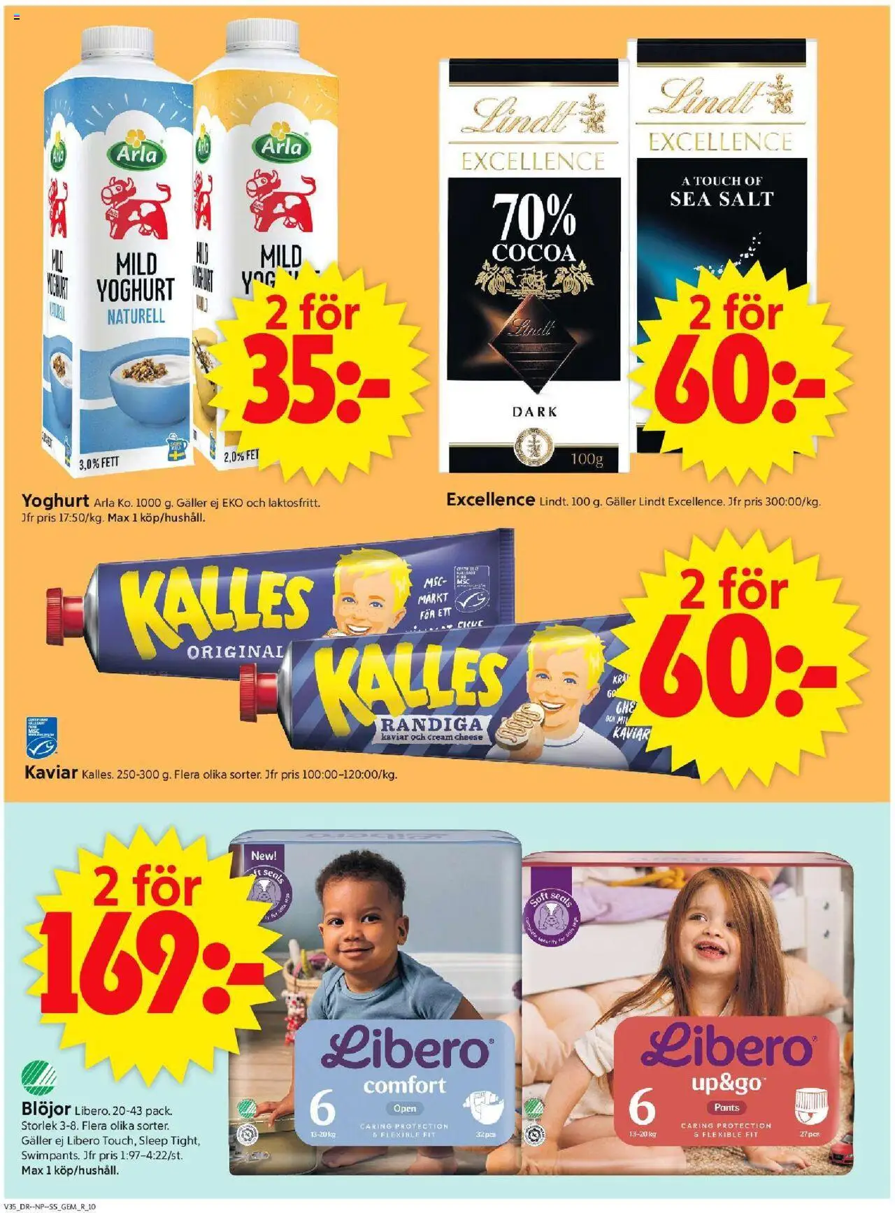 ICA Supermarket reklamblad aktuell från 25.08.2025 | Sida: 12 | Produkter: Salt, Galler, Yoghurt, Blöjor