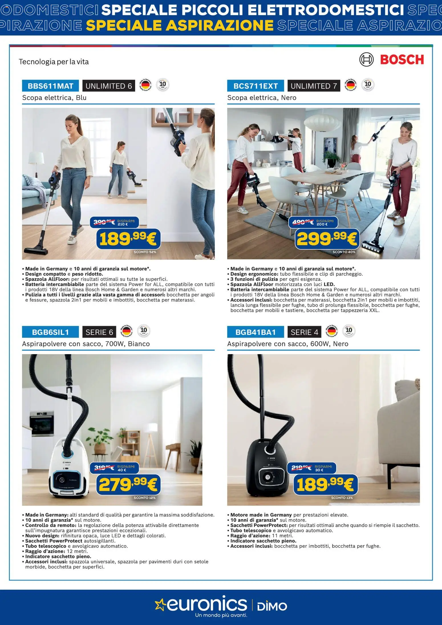 Volantino Euronics del 06.04.2026 | Pagina: 4 | Prodotti: Spazzola, Tubo, Scopa, Aspirapolvere