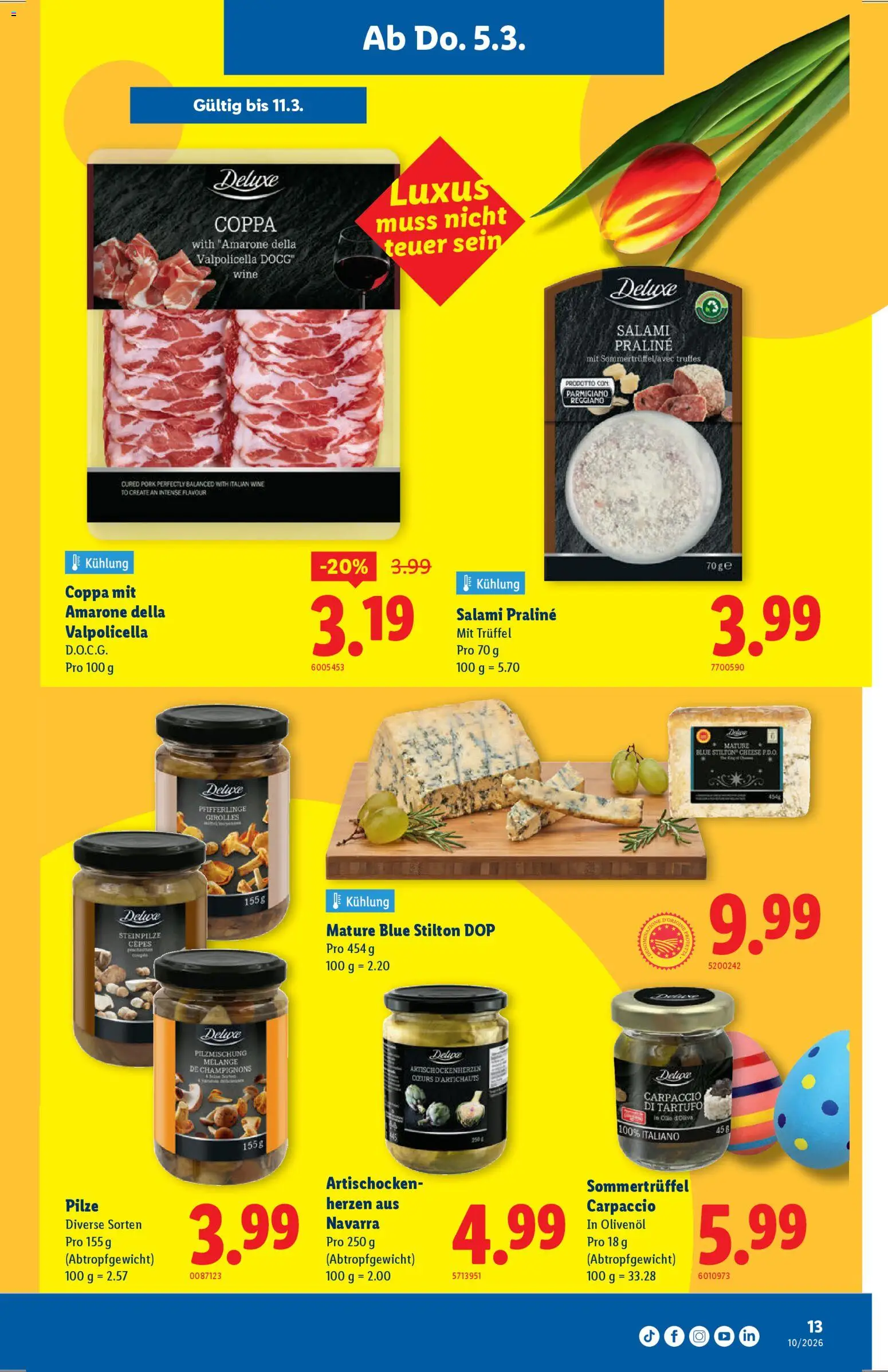 Lidl Aktionen – gültig ab 05.03.2026 | Seite: 13 | Produkte: Champignons, Salami