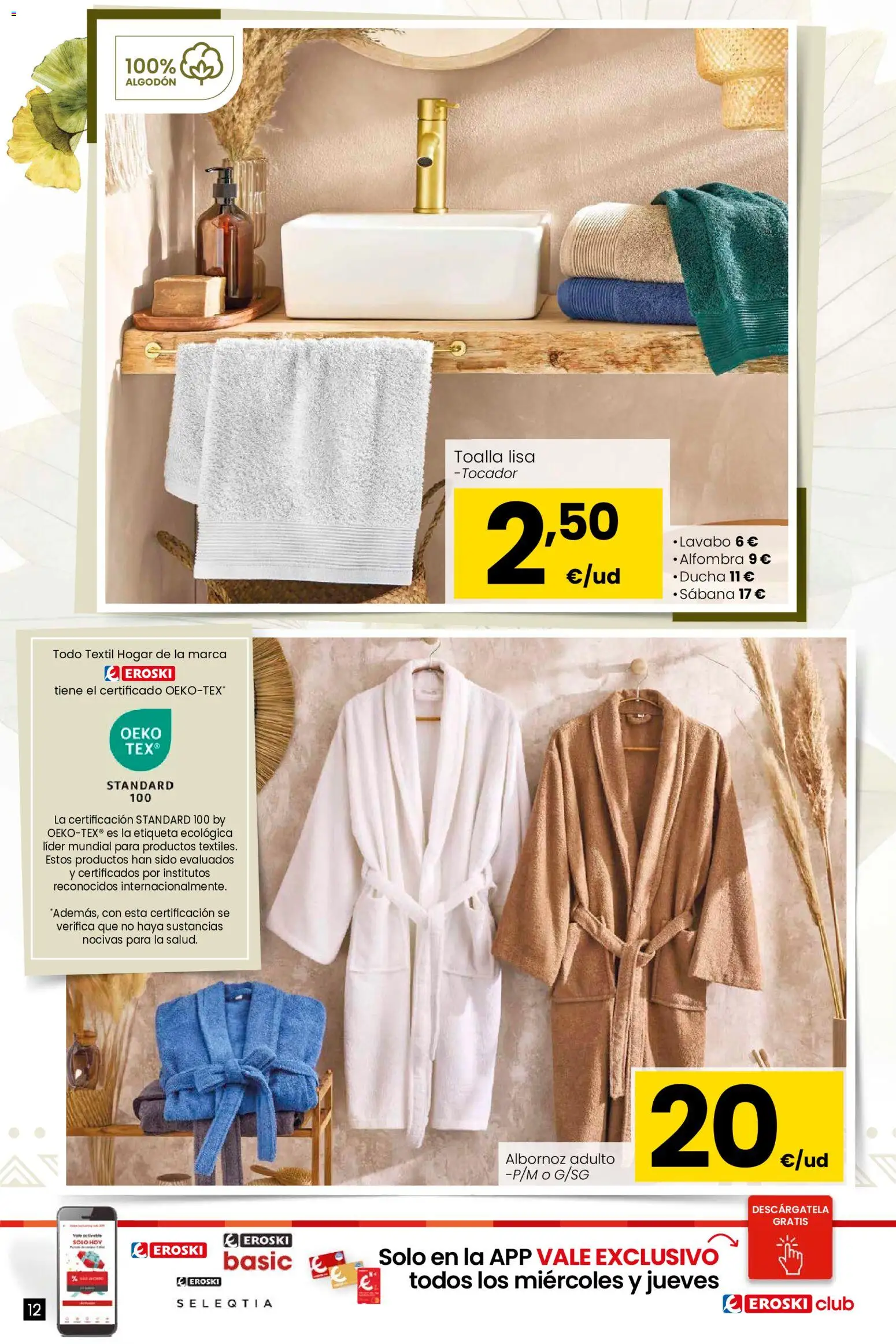 Eroski - Qué a gusto │ válido desde el 07.01.2026 | Página: 12 | Productos: Lavabo, Ducha, Alfombra