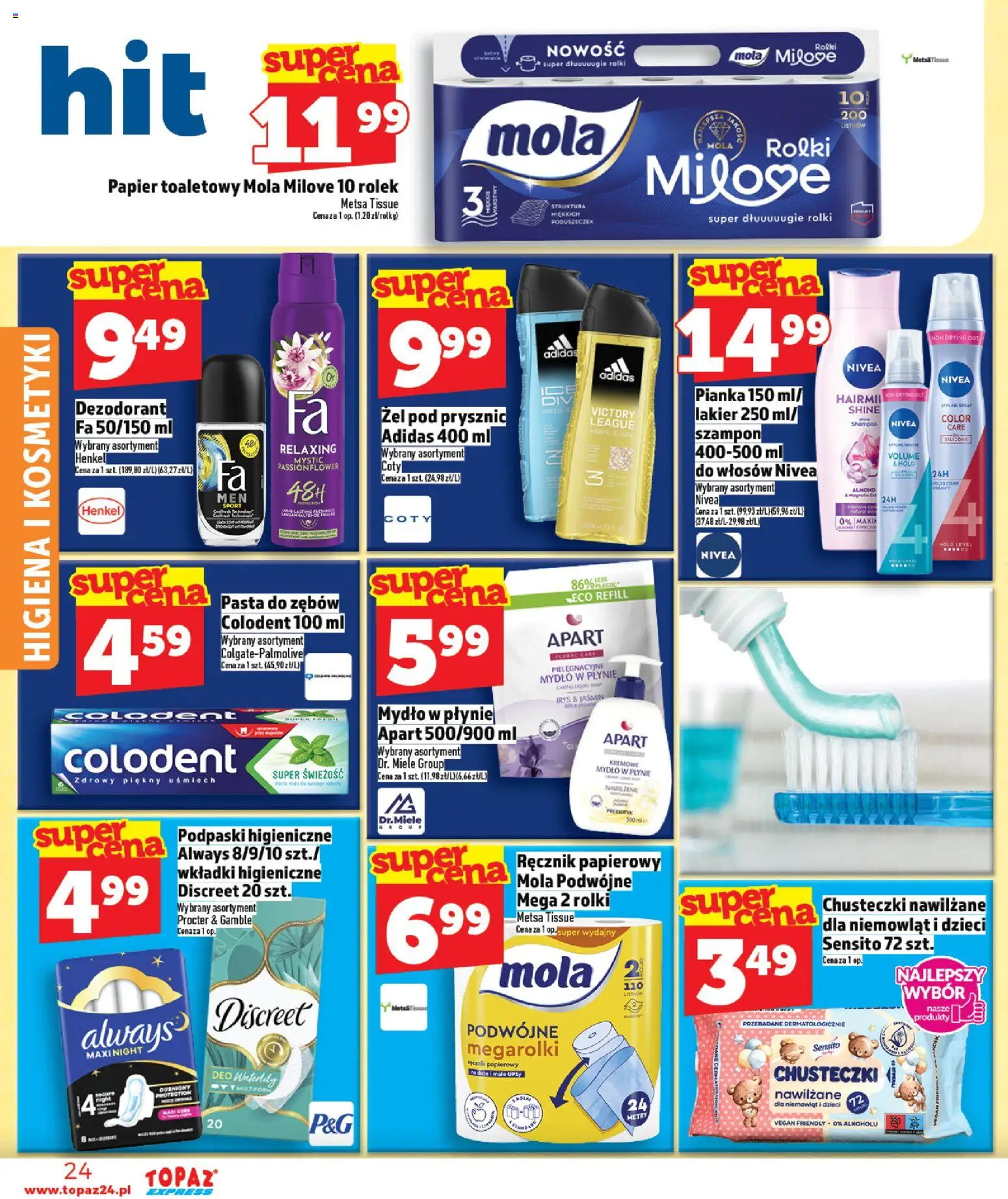 Topaz gazetka - Express od 23.04.2026 | Strona: 24 | Produkty: Rolki, Mydło, Żel pod prysznic, Pasta do zębów