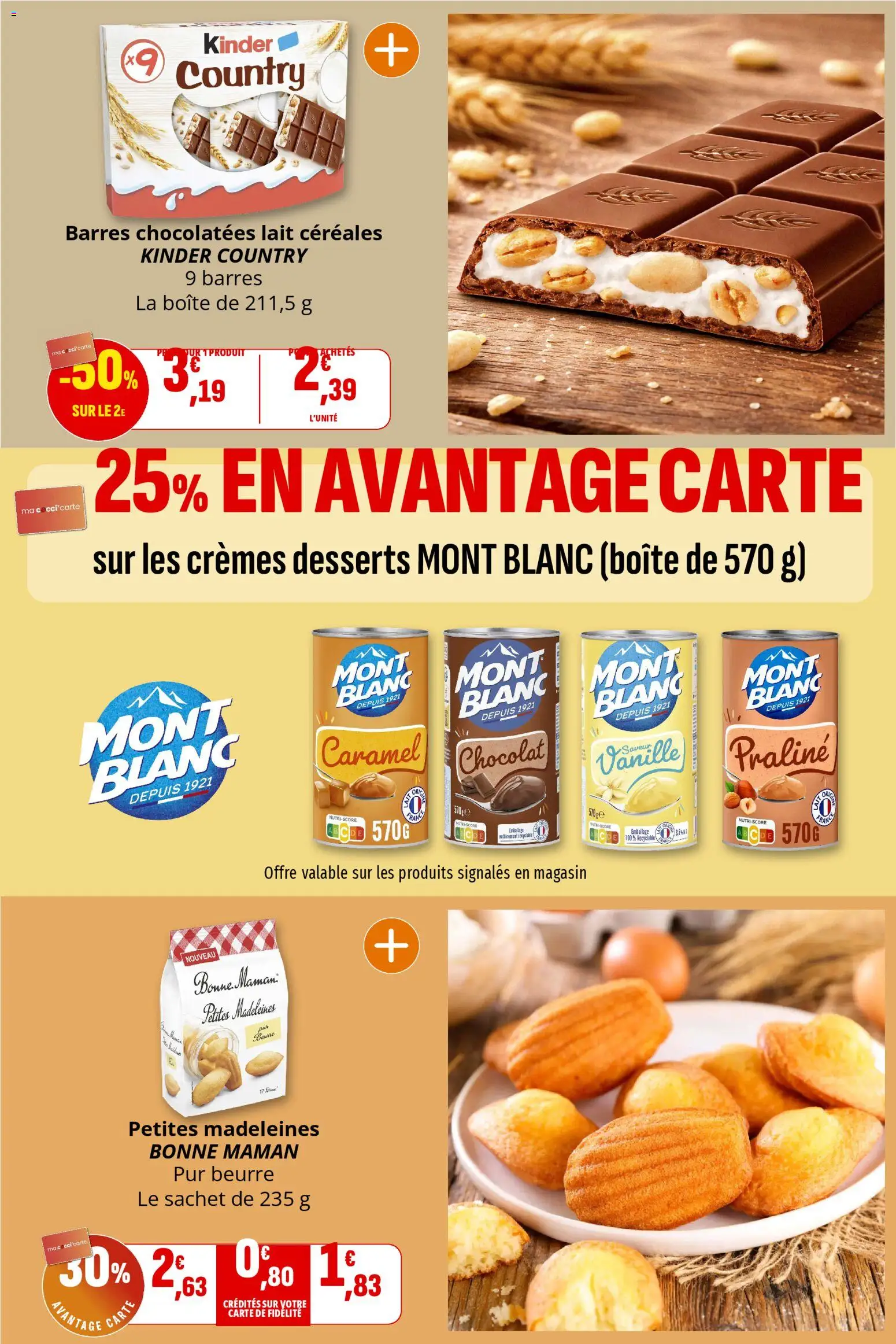 {H1} | Page: 27 | Produits: Beurre, Chocolat, Kinder country, Céréales