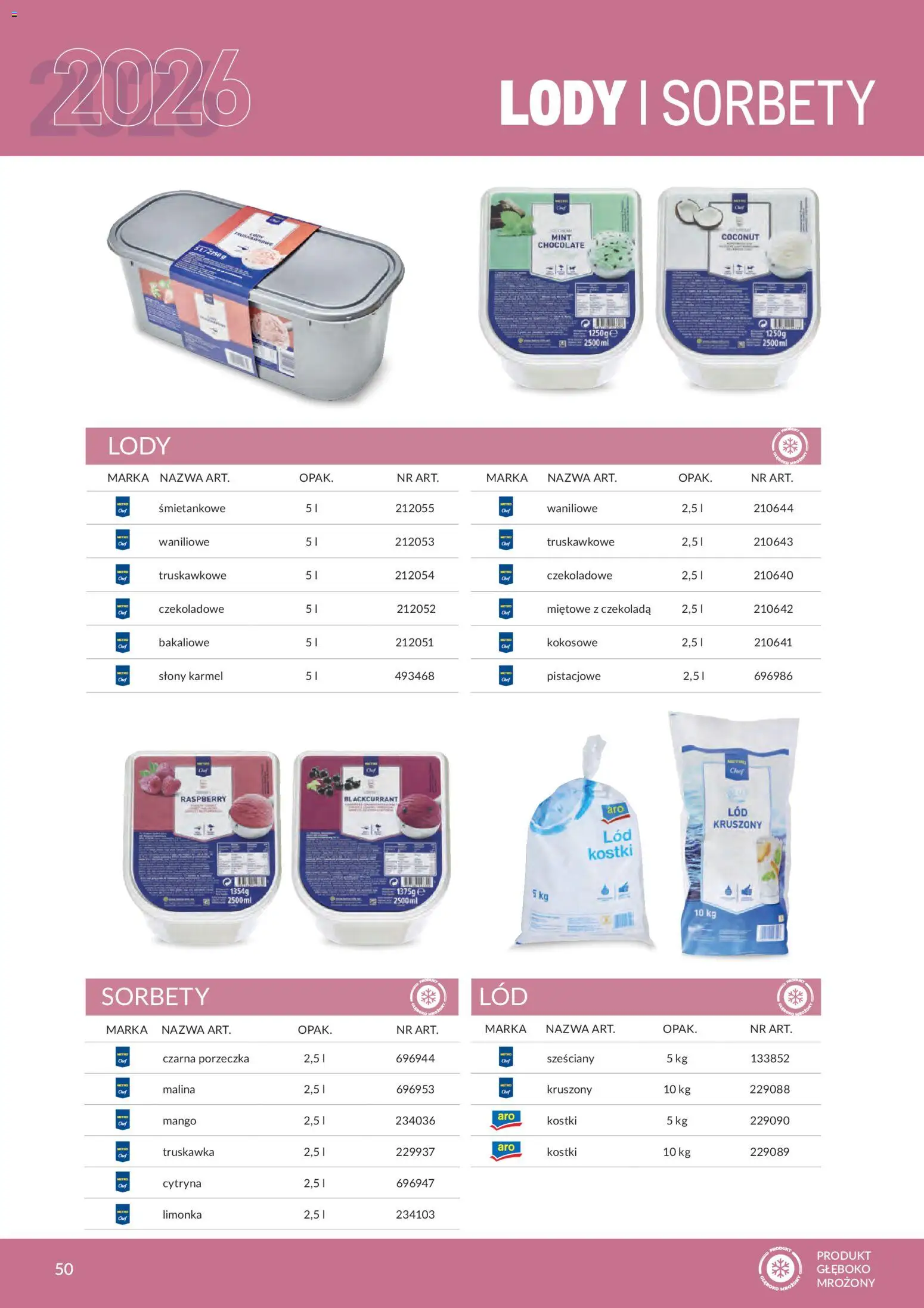 Makro gazetka - Produktów marek własnych dla profesjonalnej Gastronomii od 01.03.2026 | Strona: 50 | Produkty: Limonka, Porzeczka, Czekolada, Lody