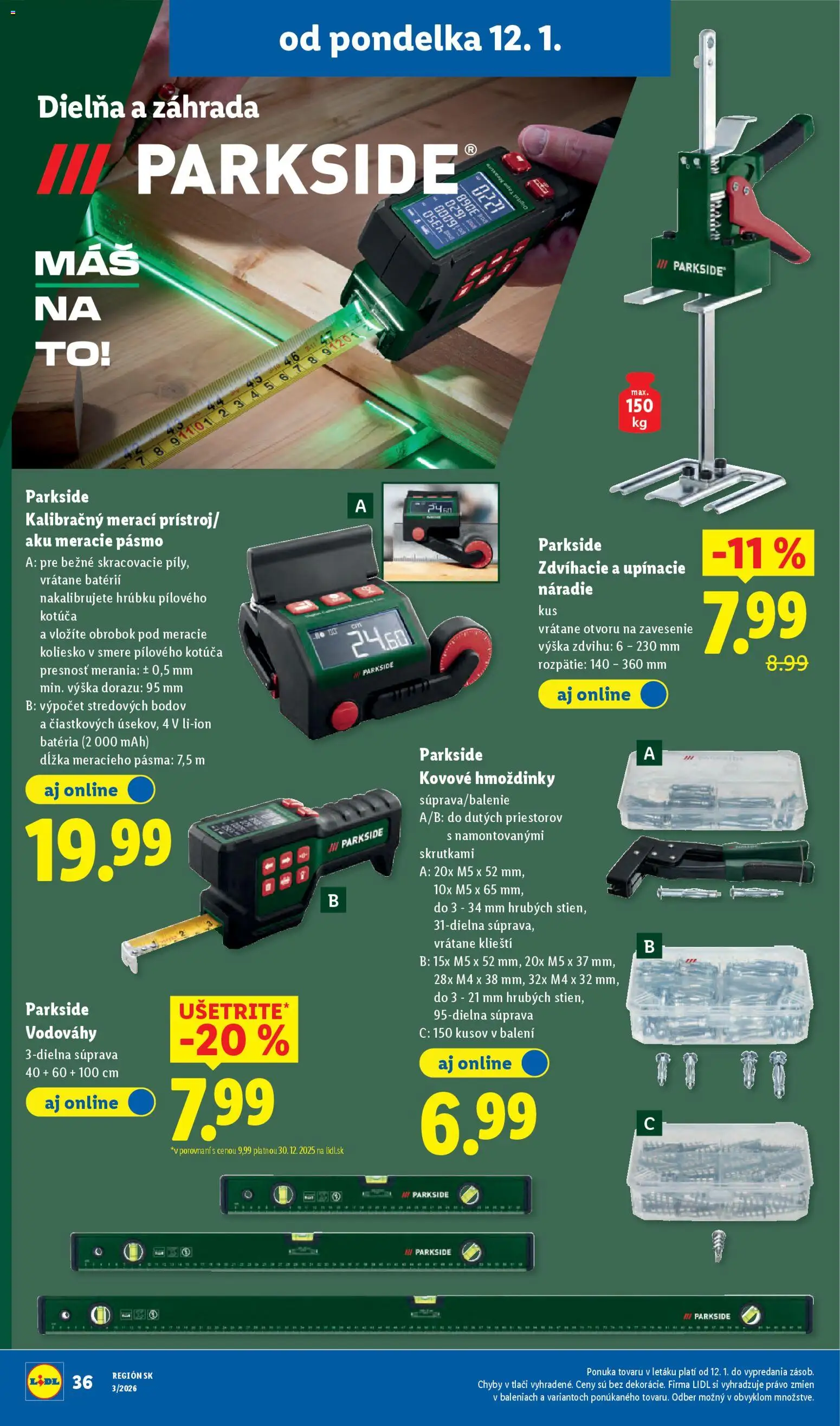 Nové Lidl akcie – leták je platný od 12.01.2026 | Strana: 42 | Produkty: Náradie, Aku, Parkside