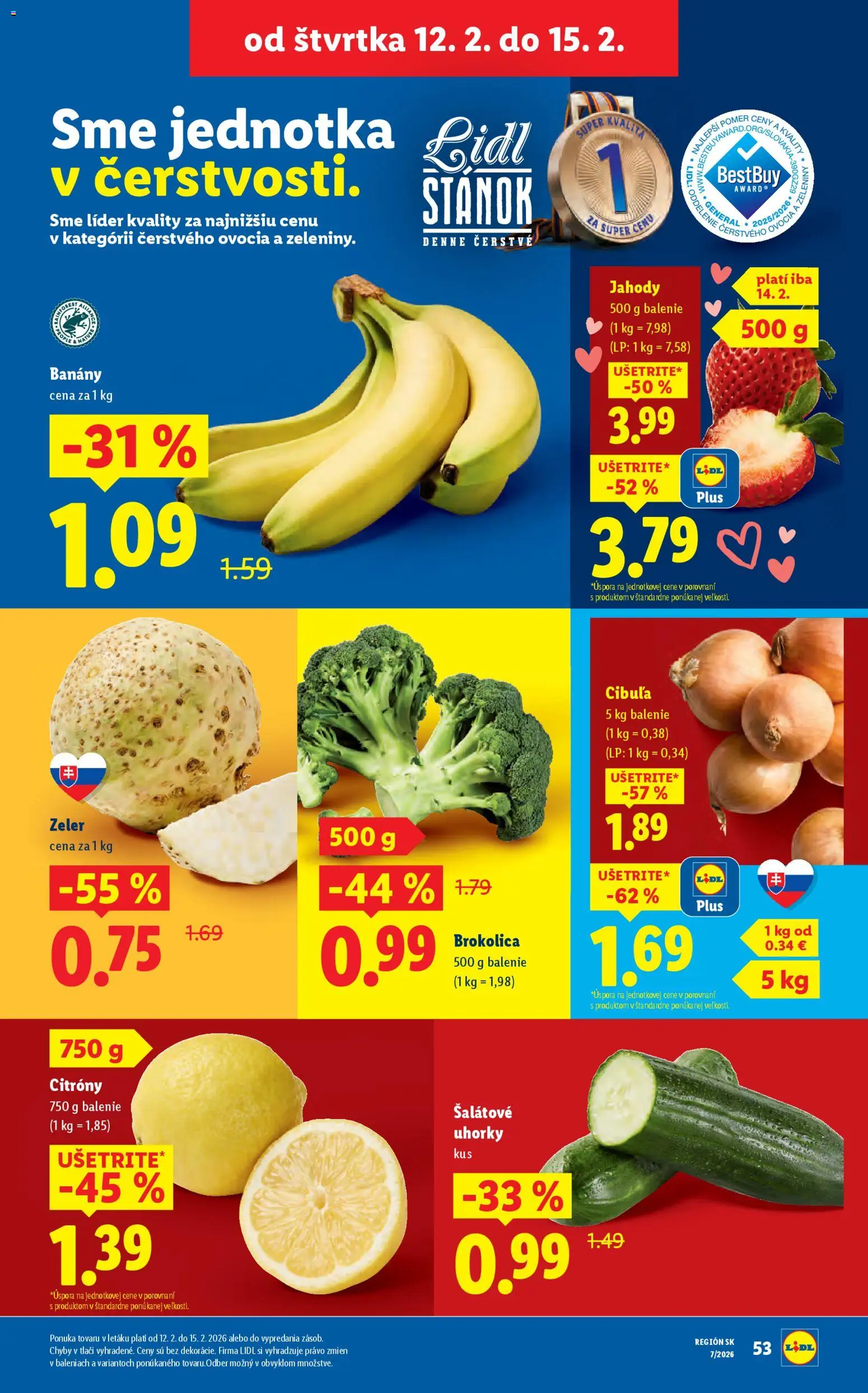 Nové Lidl akcie – leták je platný od 12.02.2026 | Strana: 11 | Produkty: Banány, Citróny, Jahody, Uhorky