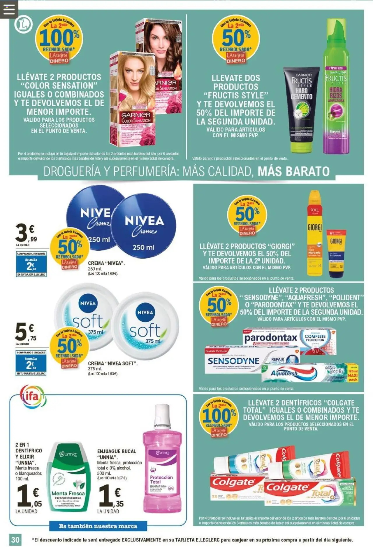 E.Leclerc folleto │ válido desde el 10.09.2025 | Página: 30 | Productos: Enjuague bucal, Crema, Té