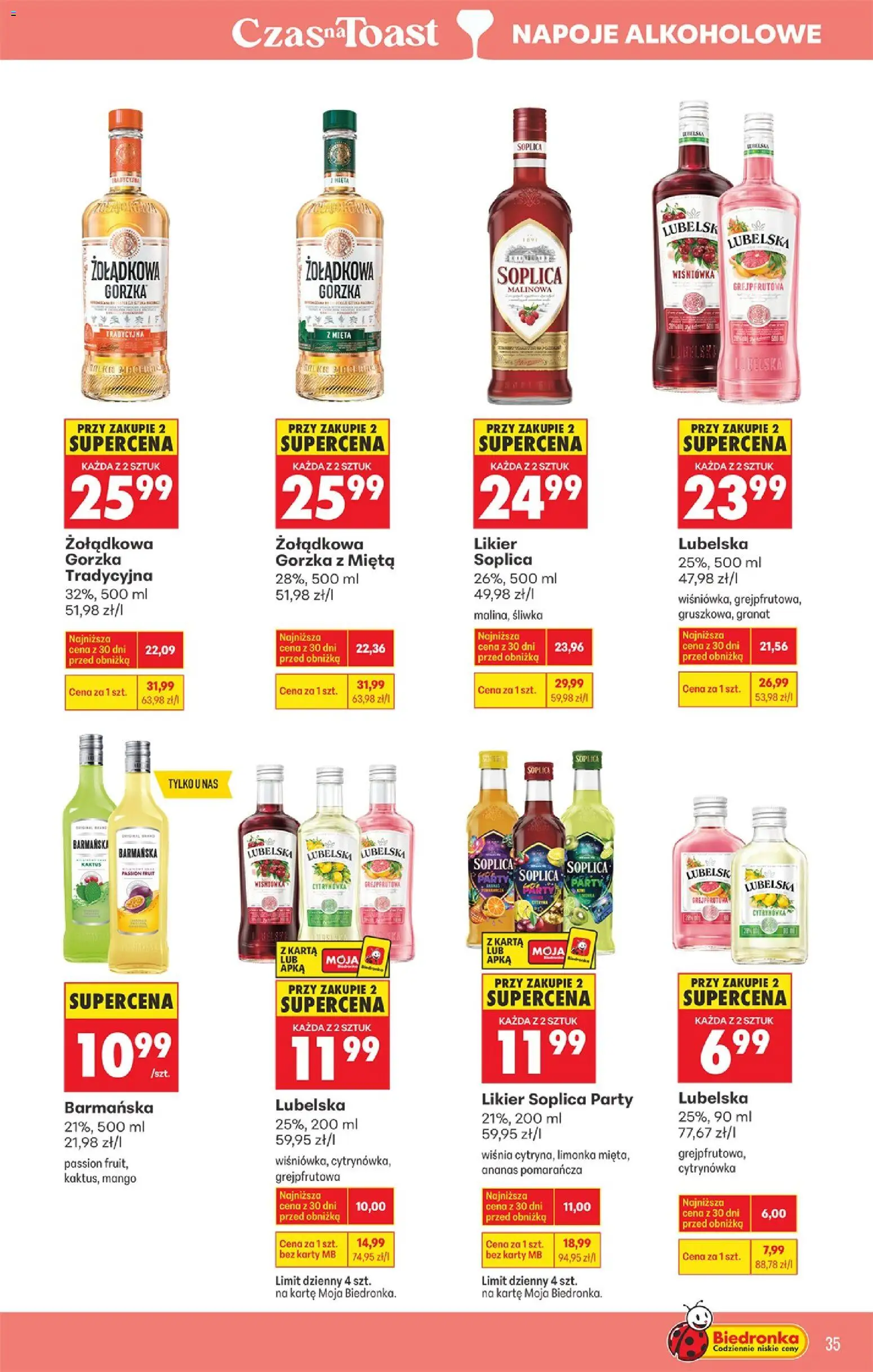 Biedronka gazetka - Czas na toast od 07.04.2026 | Strona: 35 | Produkty: Karta, Limonka, Napoje, Mięta