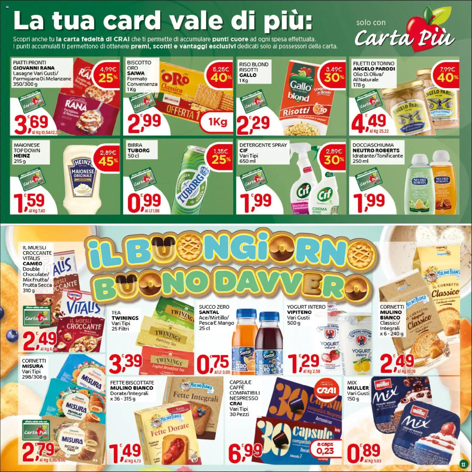 Volantino CRAI del 05.03.2026 | Pagina: 11 | Prodotti: Muesli, Detergente, Maionese, Pesca
