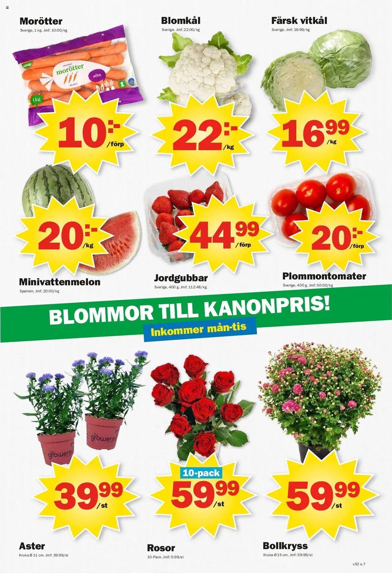 Pekås reklamblad aktuell från 04.08.2025 | Sida: 7 | Produkter: Kruka, Vitkål, Jordgubbar, Blomkål