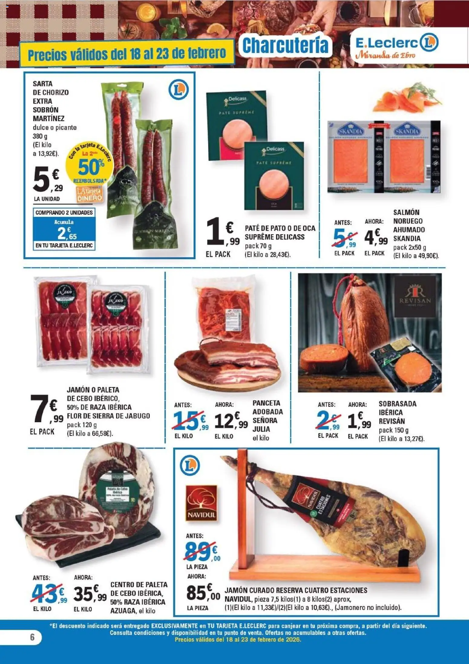 E.Leclerc - Miranda de Ebro │ válido desde el 18.02.2026 | Página: 6 | Productos: Ηλεκτρικός φούρνος, Jamón, Paté, Sobrasada
