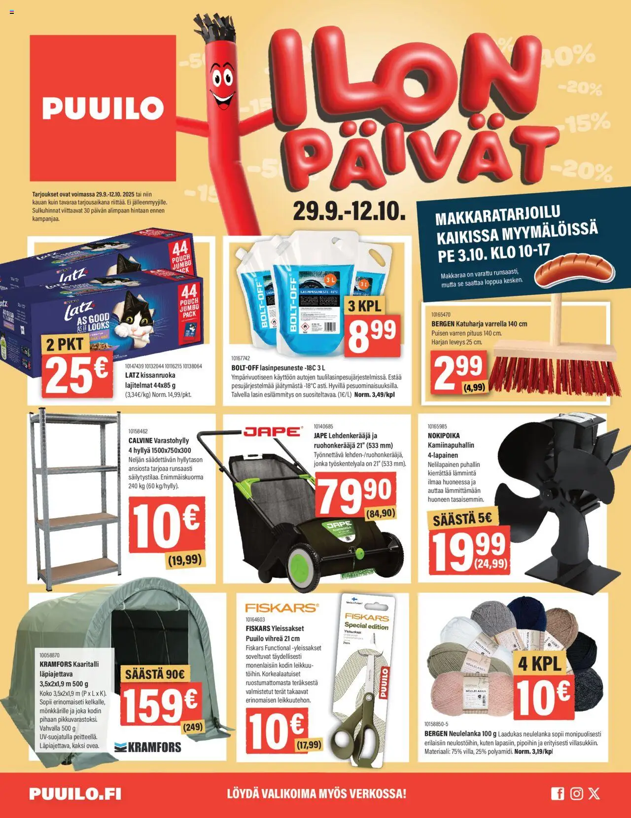 Puuilo tarjoukset – voimassa 29.09.2025 alkaen | Sivu: 1 | Tuotteet: Varastohylly, Kissanruoka, Lasinpesuneste