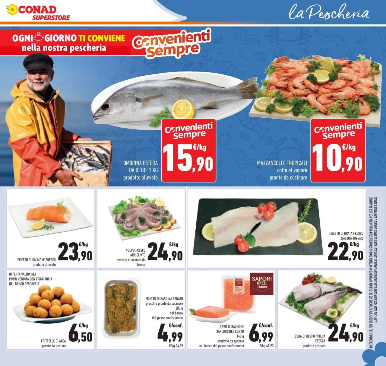 Volantino Conad del 04.06.2025 | Pagina: 23 | Prodotti: Salmone, Pesce, Polpo, Orata