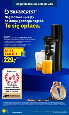Pogląd oferty "Wyciskarka wolnoobrotowa SJBK 300 B3, 300 W, do owoców, ziół i twardych warzyw, takich jak kapusta czy marchewka w zestawie: szczoteczka czyszcząca, pojemnik na sok i miąższ oraz wkładka do przyrządzania sorbetów" - ważna od 02.02.2026 | Strona: 12 | Produkty: Kapusta, Wyciskarka wolnoobrotowa, Wyciskarka, Marchewka