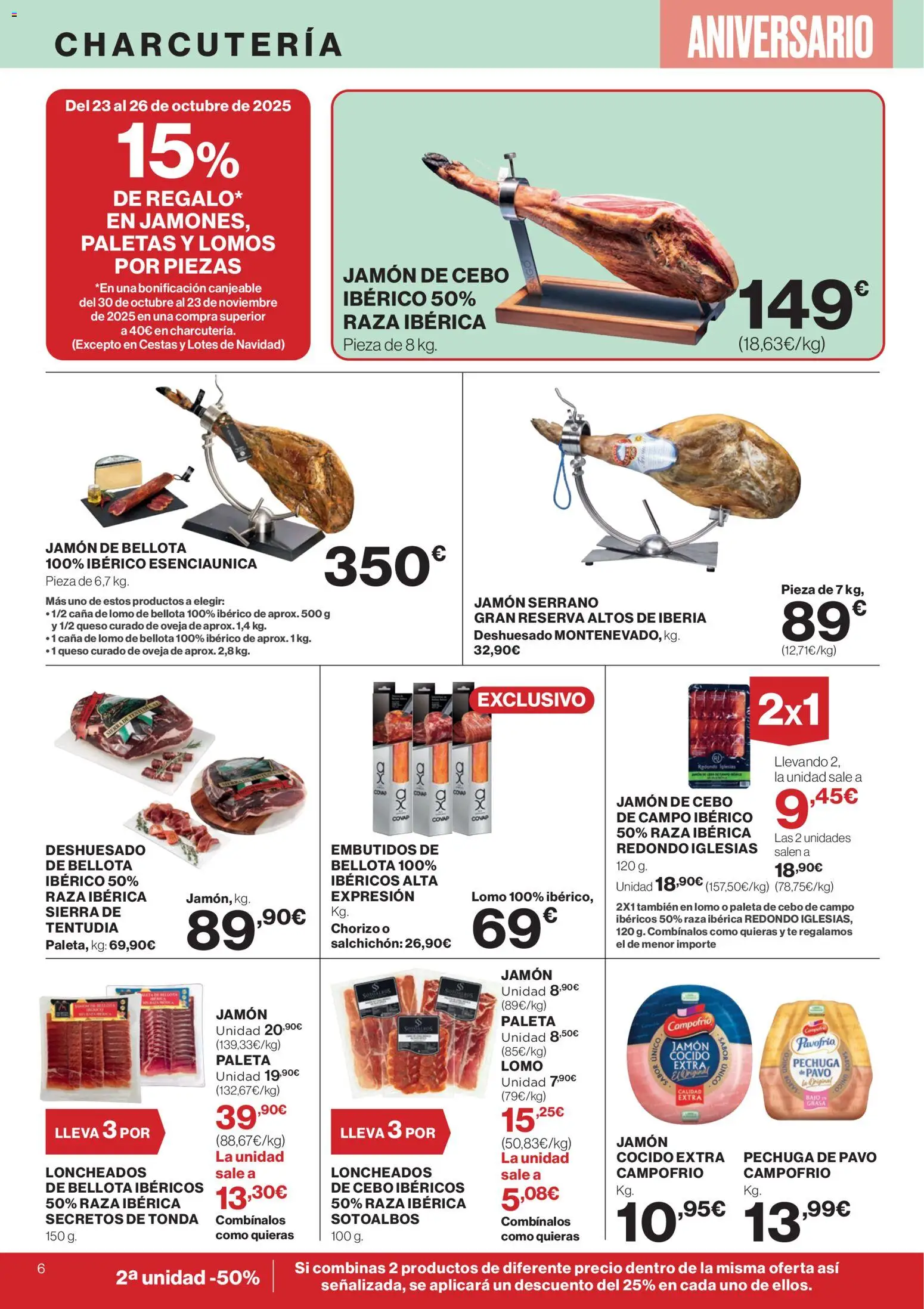 Supercor folleto │ válido desde el 23.10.2025 | Página: 6 | Productos: Queso, Jamón, Té, Νυχτικό