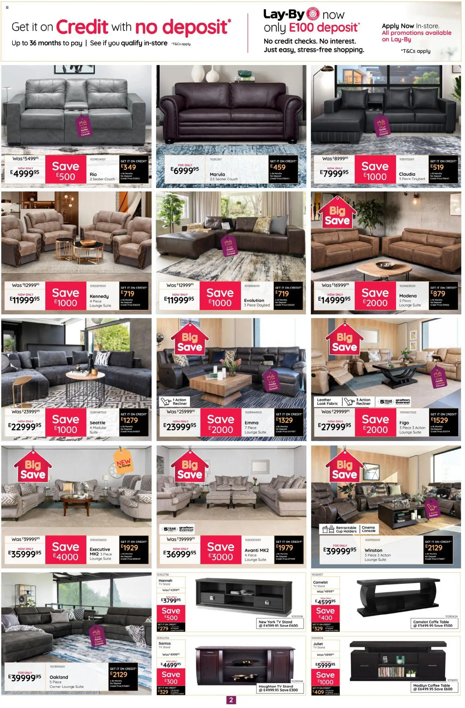 New Bradlows catalogue – valid from 19.02.2026 | Page: 2 | Products: Seater, Couch, TV, Table