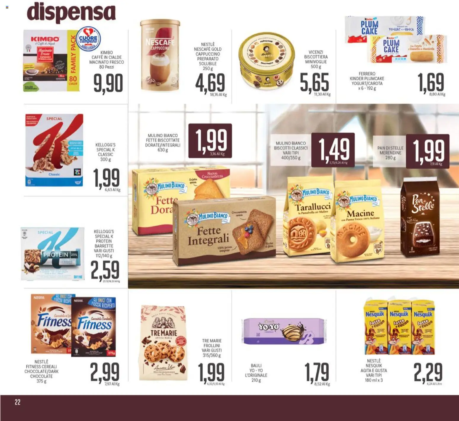 Volantino Piccolo del 26.03.2026 | Pagina: 22 | Prodotti: Biscotti, Fiocchi, Fette biscottate, Macinato