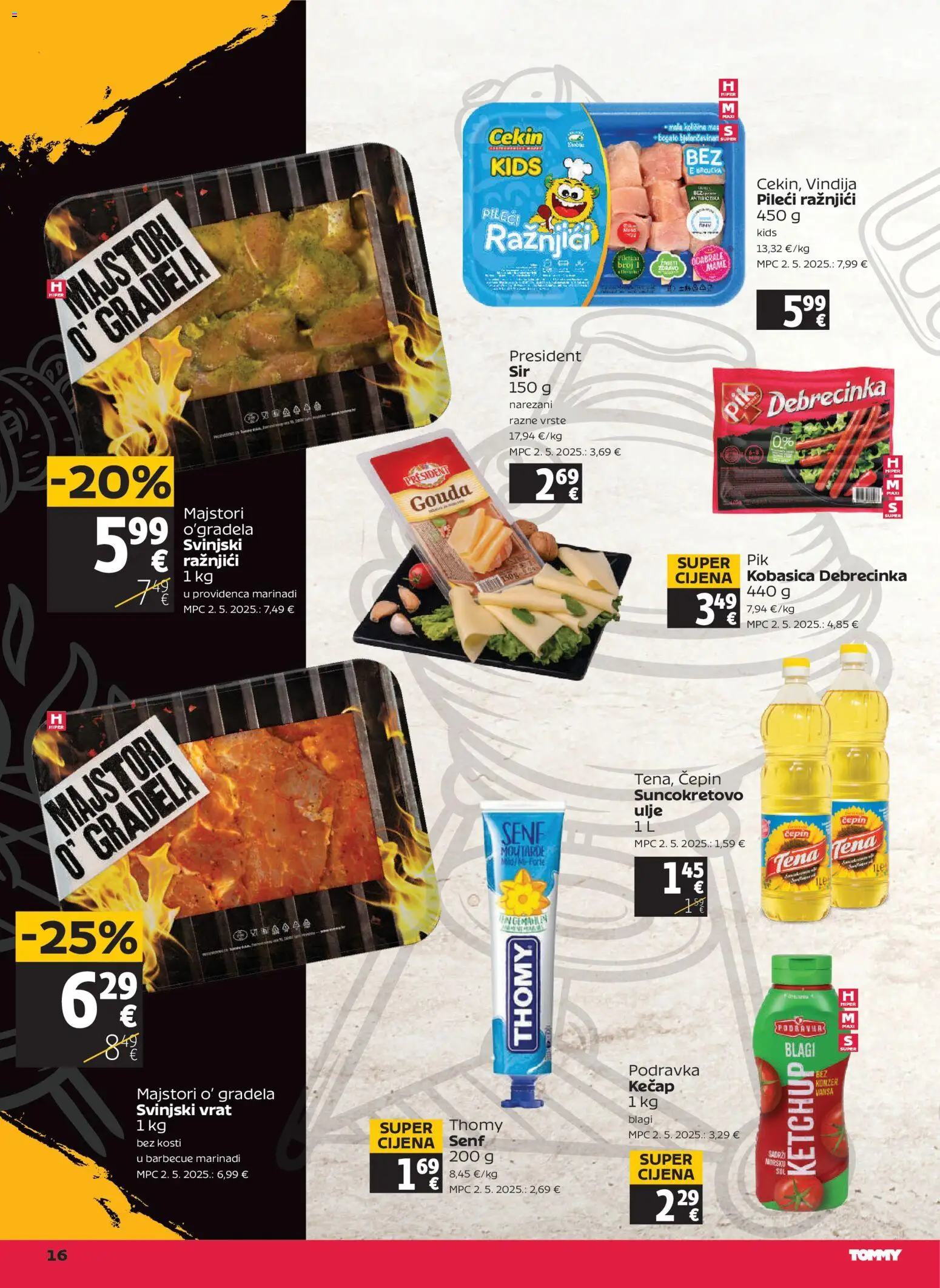 Tommy katalog | vrijedi od 16.04.2026 | Stranica: 16 | Proizvodi: Vindija, Ulje, Podravka, Kobasica
