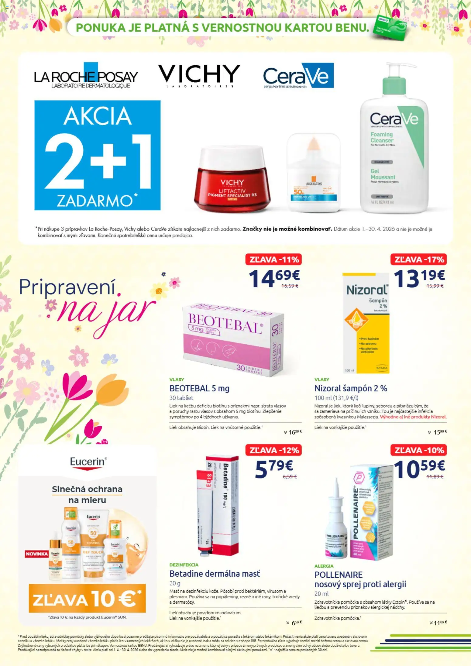 Nové BENU Lekáreň akcie – leták je platný od 01.04.2026 | Strana: 5 | Produkty: Vichy, Šampón, CeraVe, Eucerin