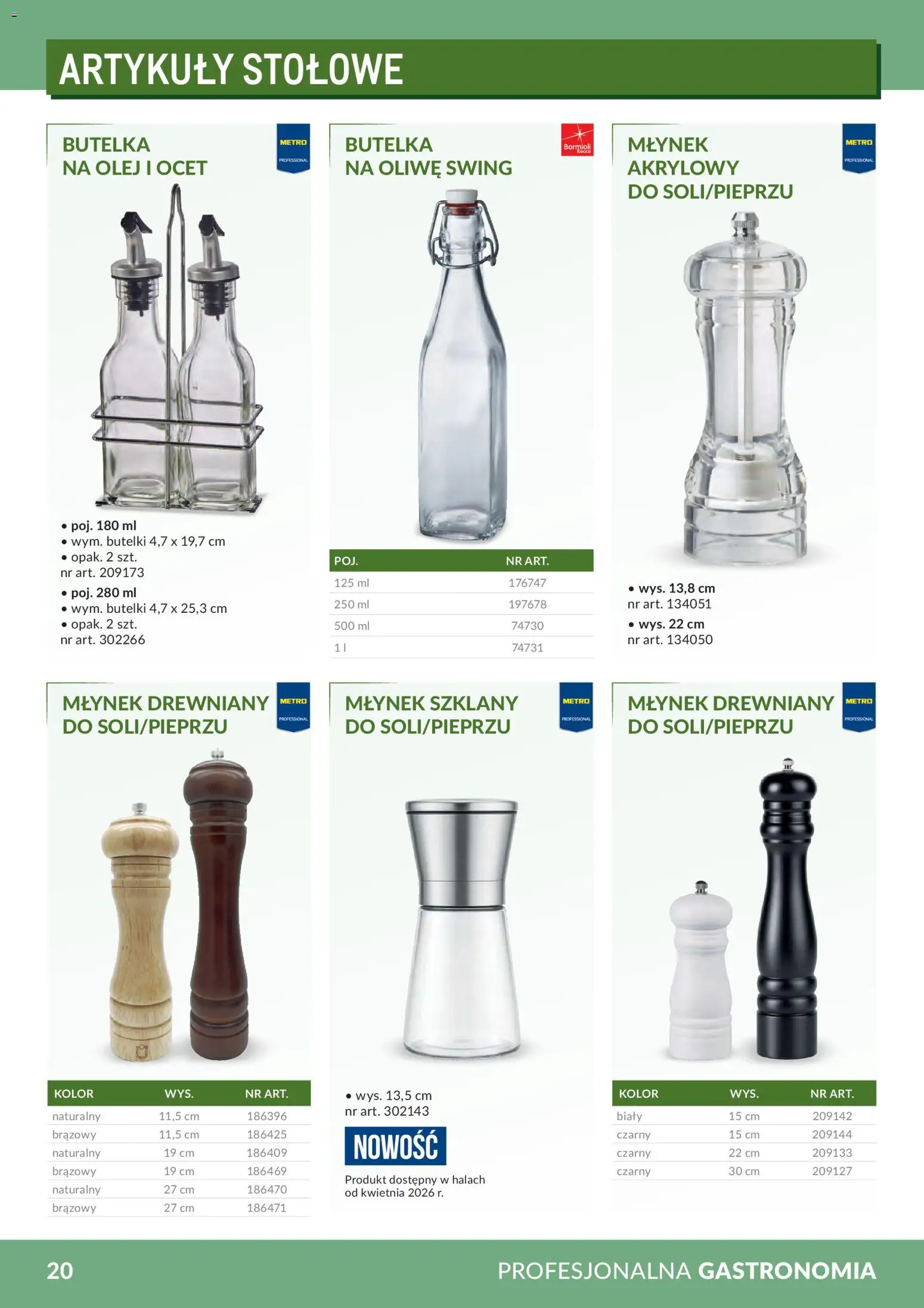 Makro Gazetka - Profesjonalna Gastronomia od 01.02.2026 | Strona: 20 | Produkty: Ocet, Młynek, Olej